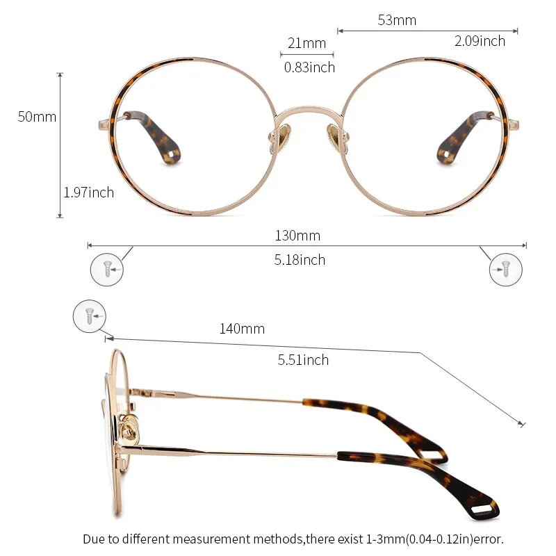Kansept Women's Full Rim Round Stainless Steel Frame Eyeglasses Oq1004
