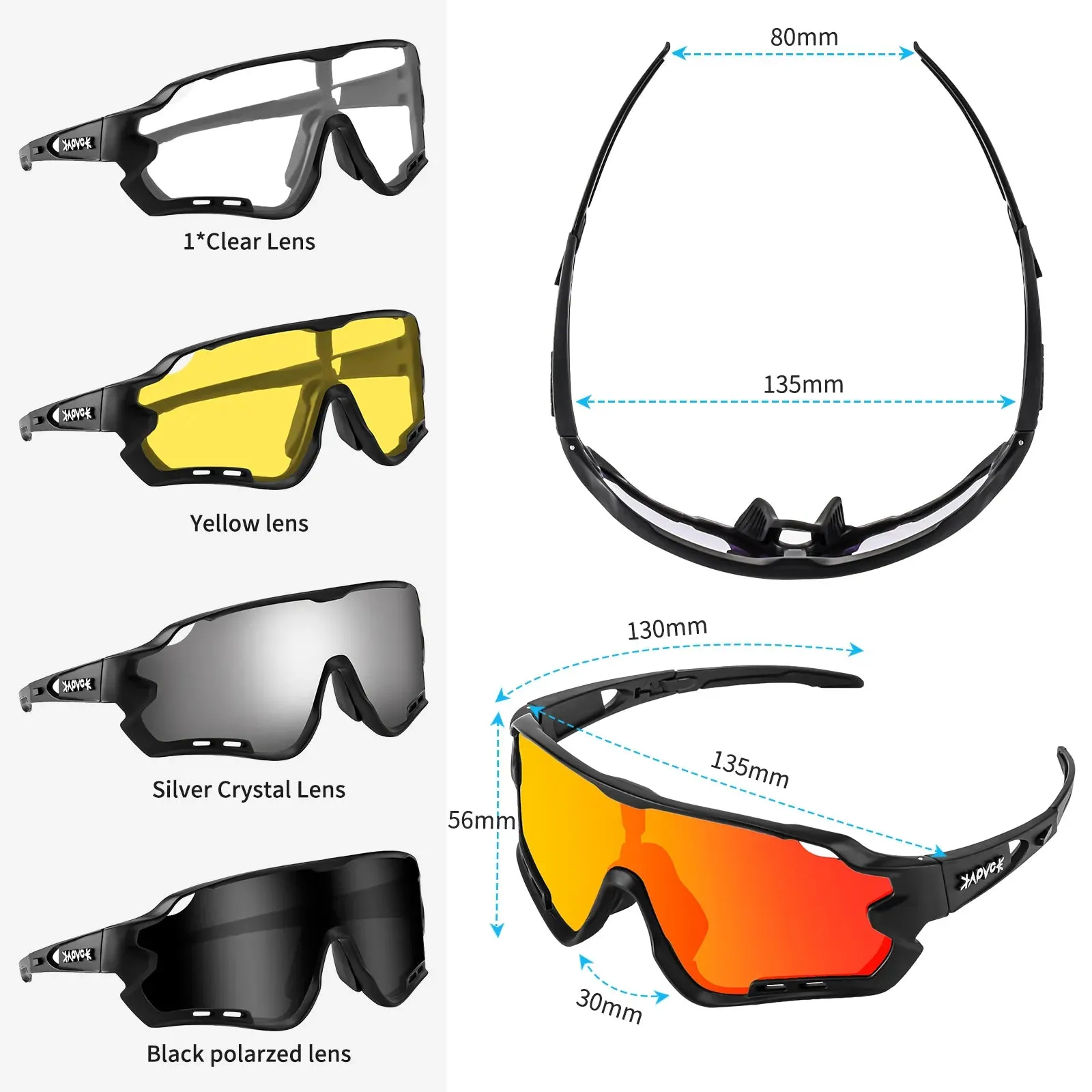 Kapvoe 5 Lens Sport Bicycle Glasses For Men Women Running Riding Sunglasses Mtb Cycling Eyewear Pro Road Bike Goggles