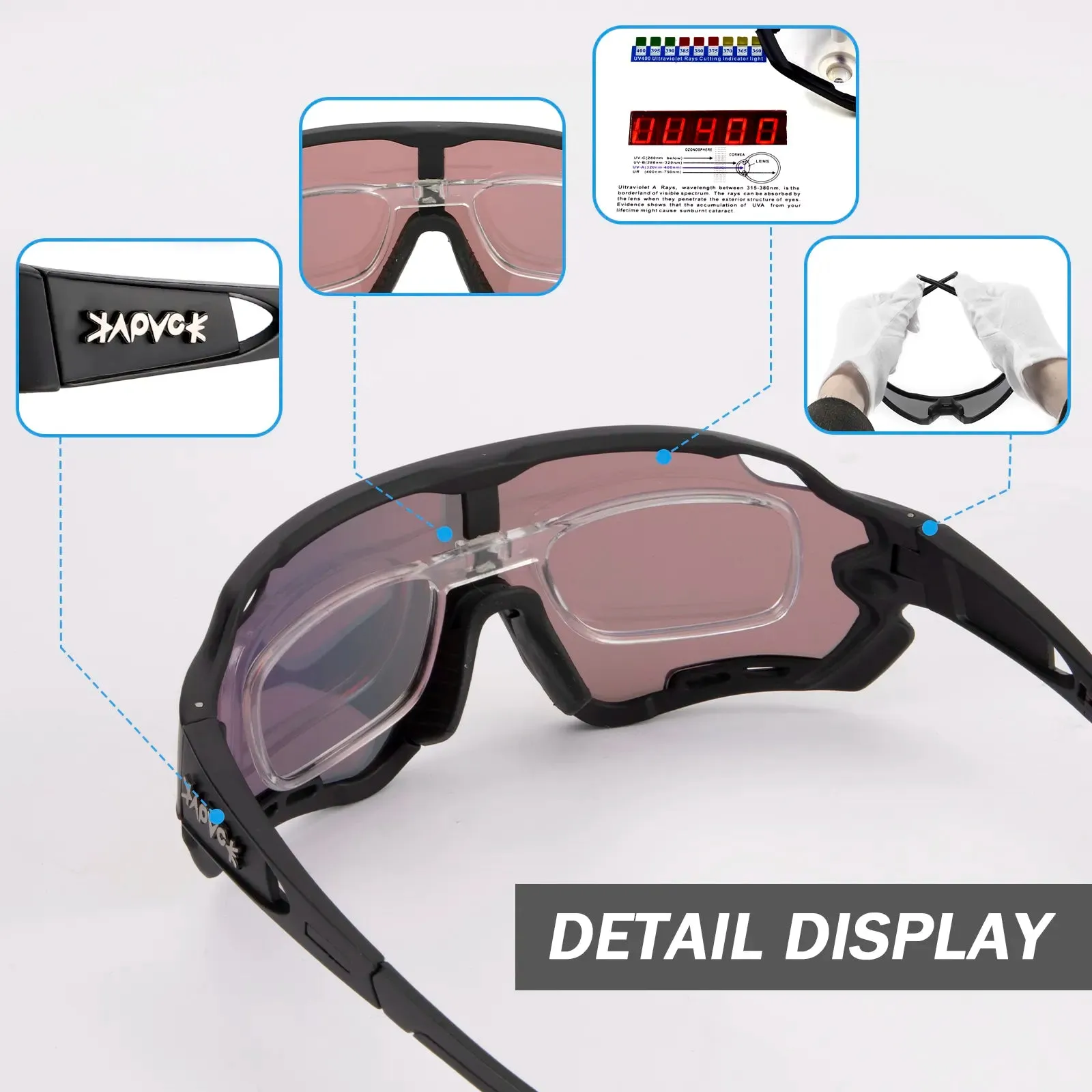 Kapvoe 5 Lens Sport Bicycle Glasses For Men Women Running Riding Sunglasses Mtb Cycling Eyewear Pro Road Bike Goggles