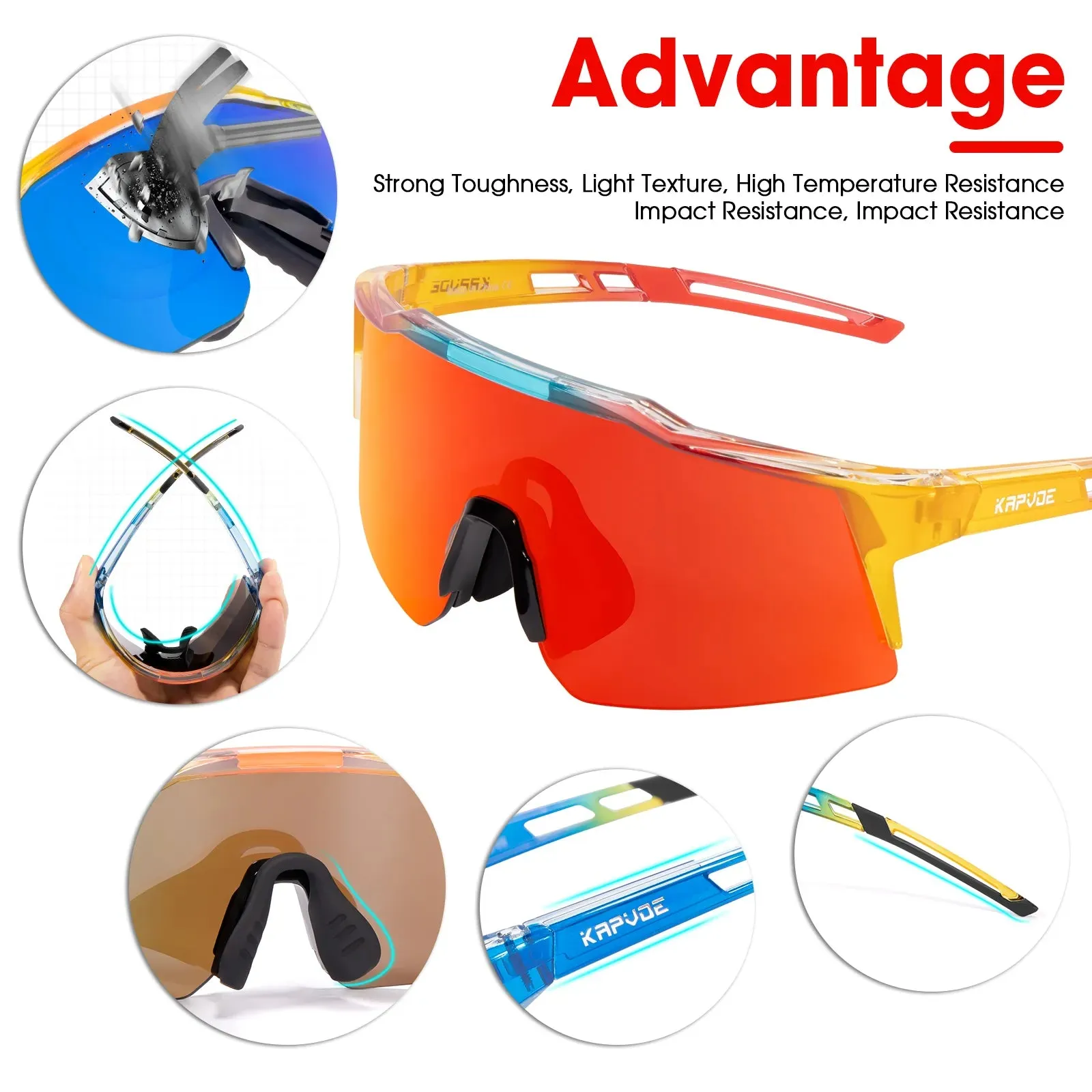 KAPVOE Photochromic Child Sunglasses Bicycle Cycling Glasses Teenagers Sports Glasses Boys Girls Windproof UV400 Goggles