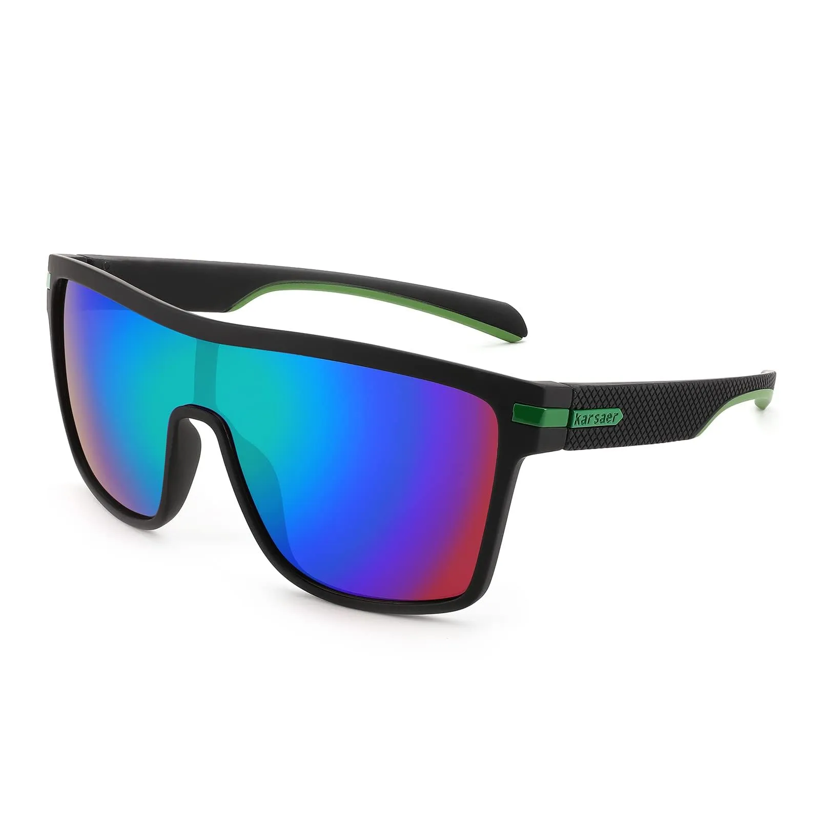 Karsaer Flat Top TR90 Polarized Sports Men Sunglasses Vintage Square Cycling Running Fishing Golf Hiking Sports Glasses