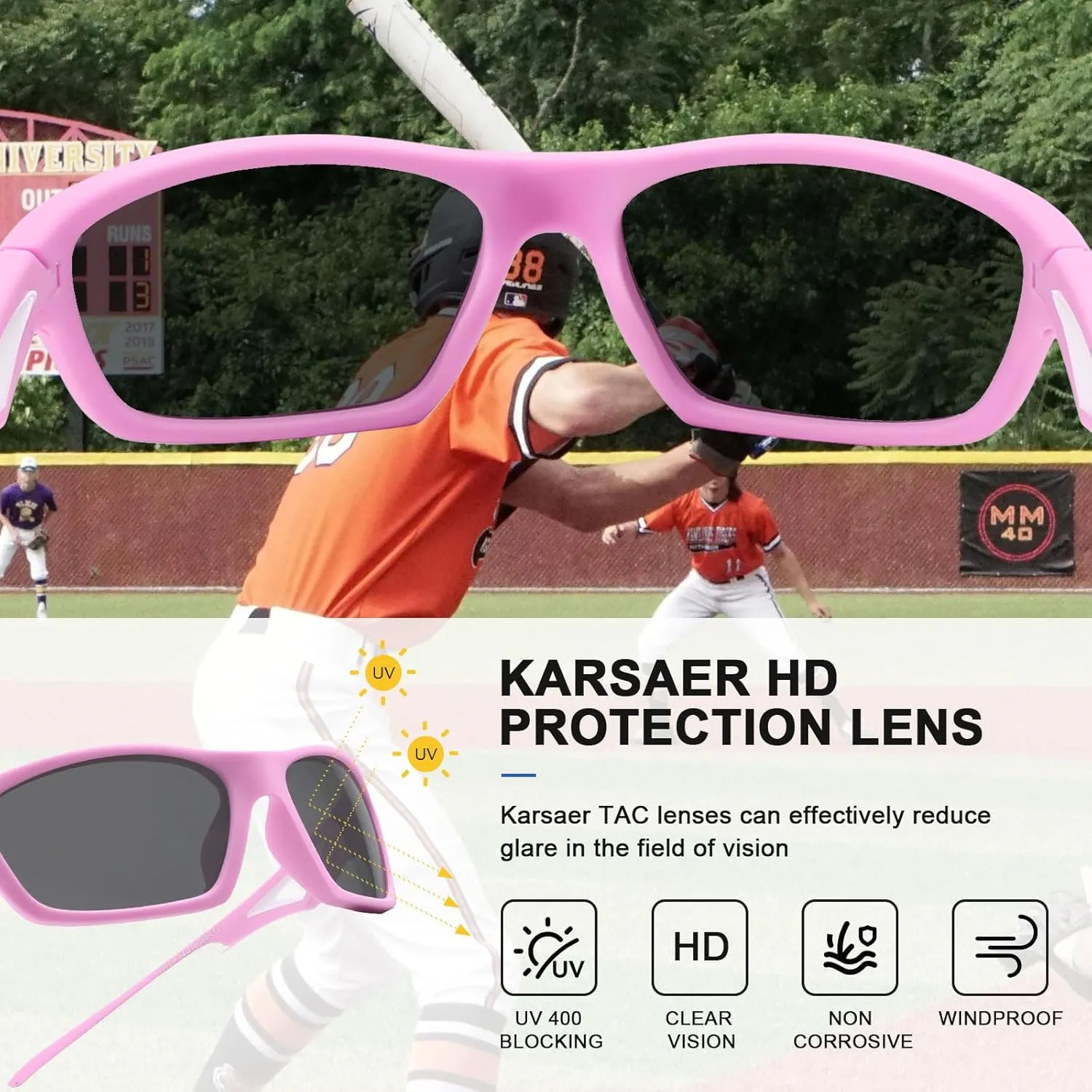 Karsaer Vision Kids Polarized Sports Sunglasses TPEE Unbreakable Glasses for Girls Boys Age 3-8 Cycling Running