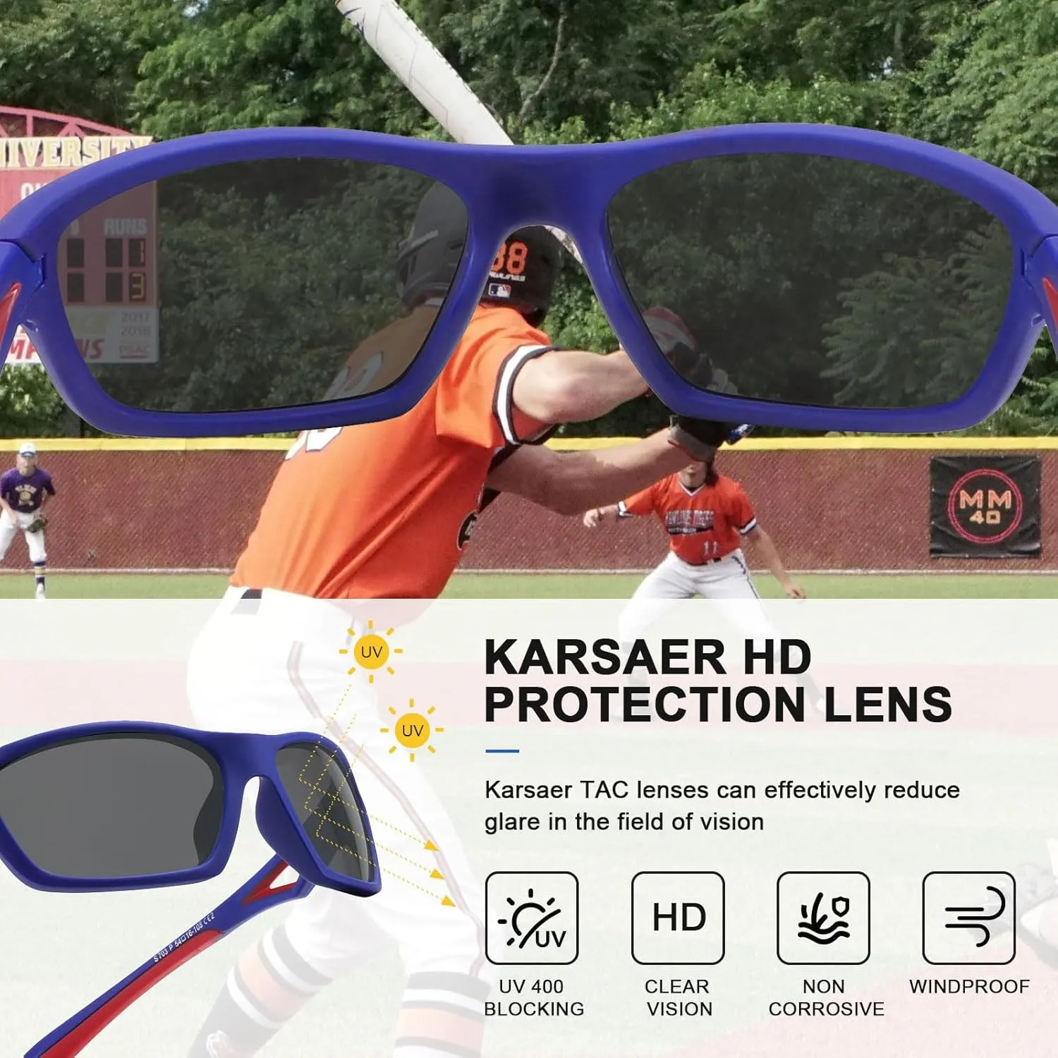 Karsaer Vision Kids Polarized Sports Sunglasses TPEE Unbreakable Glasses for Girls Boys Age 3-8 Cycling Running