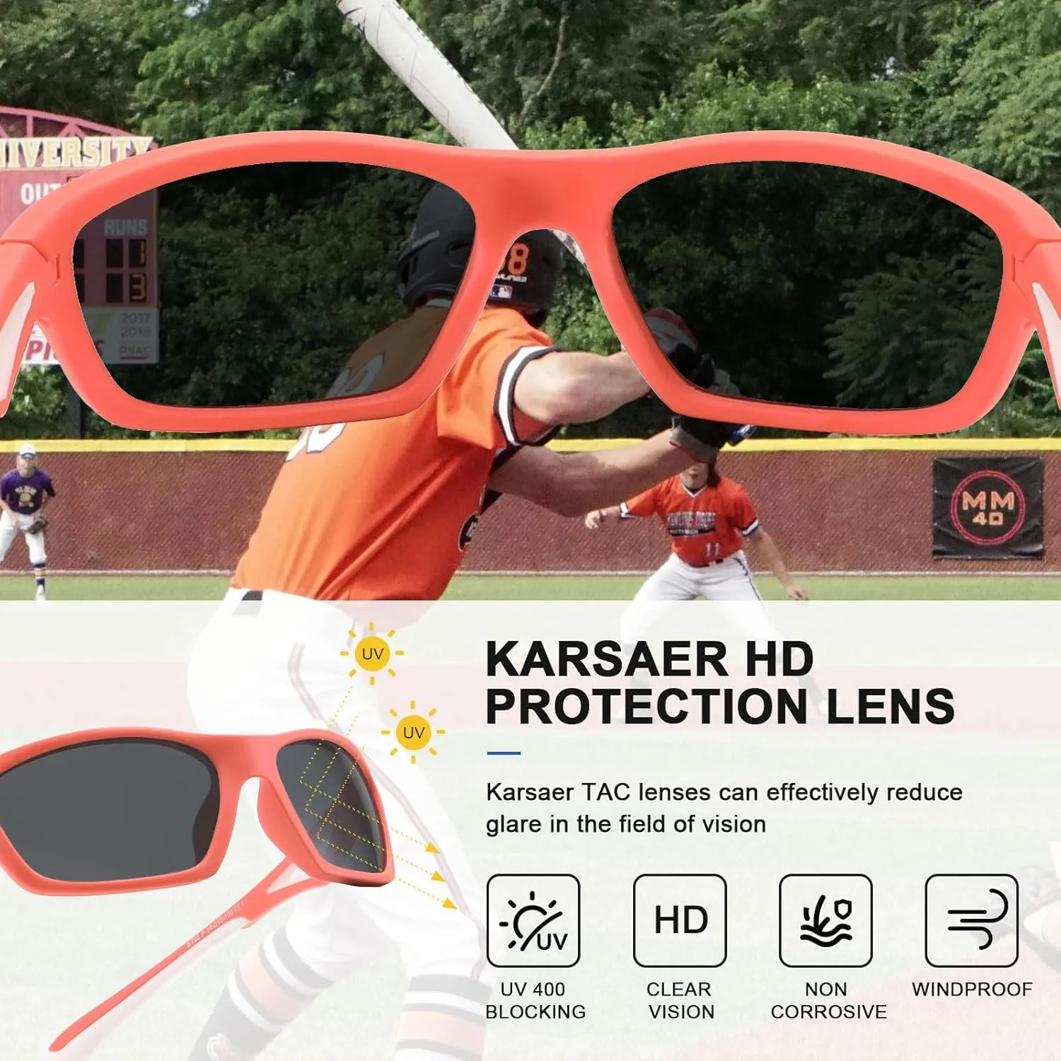 Karsaer Vision Kids Polarized Sports Sunglasses TPEE Unbreakable Glasses for Girls Boys Age 3-8 Cycling Running