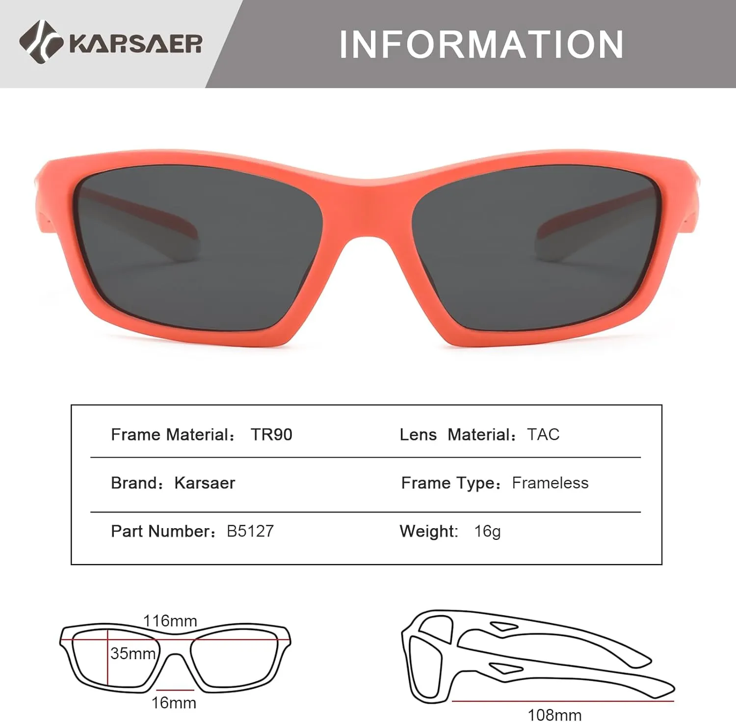 Karsaer Vision Kids Polarized Sports Sunglasses TPEE Unbreakable Glasses for Girls Boys Age 3-8 Cycling Running