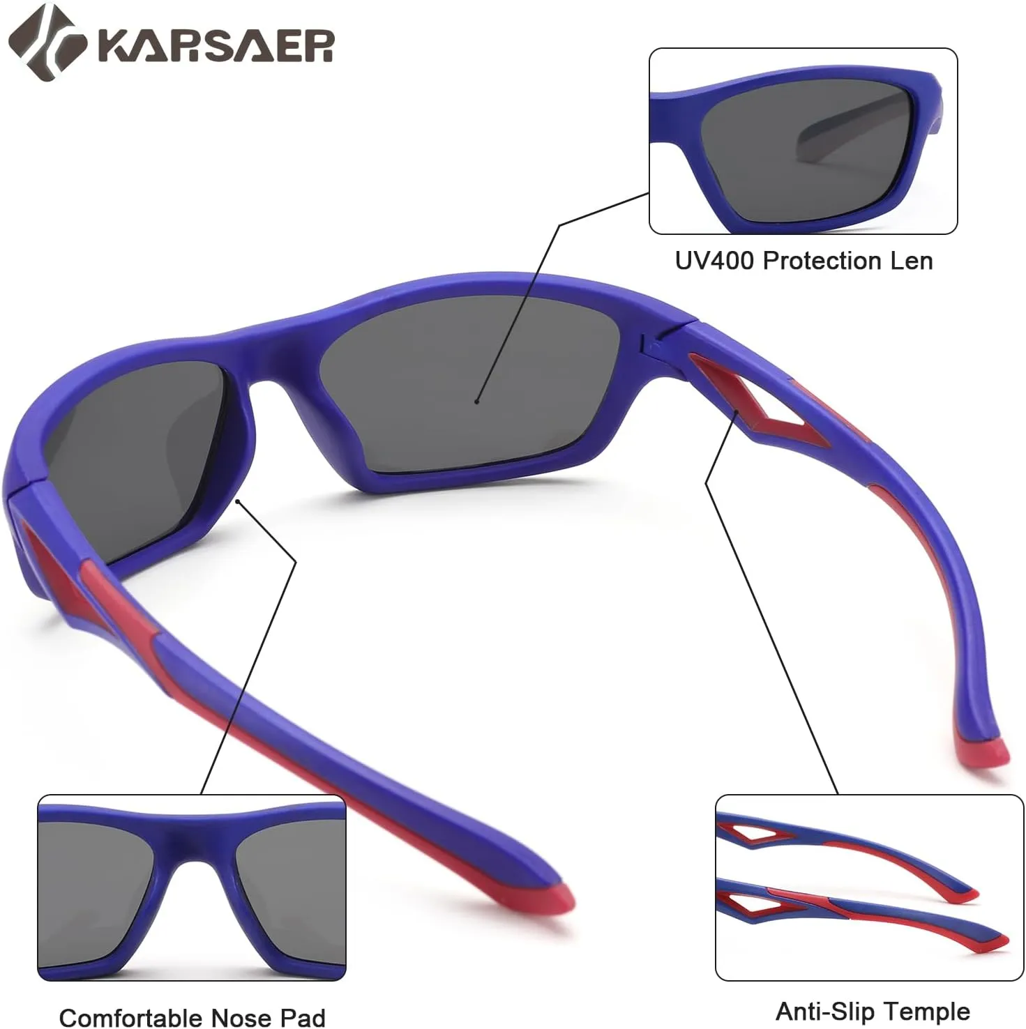 Karsaer Vision Kids Polarized Sports Sunglasses TPEE Unbreakable Glasses for Girls Boys Age 3-8 Cycling Running