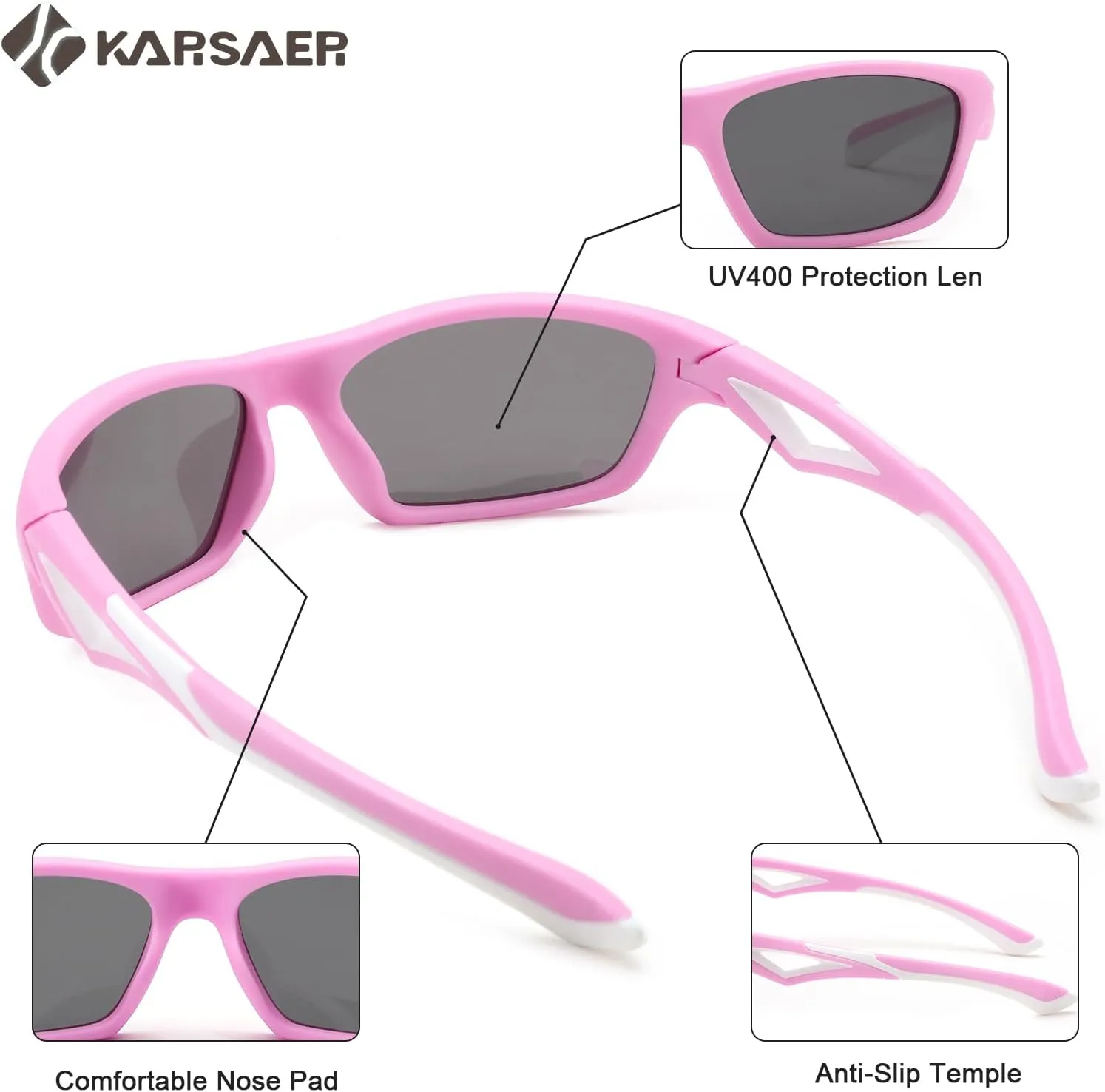Karsaer Vision Kids Polarized Sports Sunglasses TPEE Unbreakable Glasses for Girls Boys Age 3-8 Cycling Running