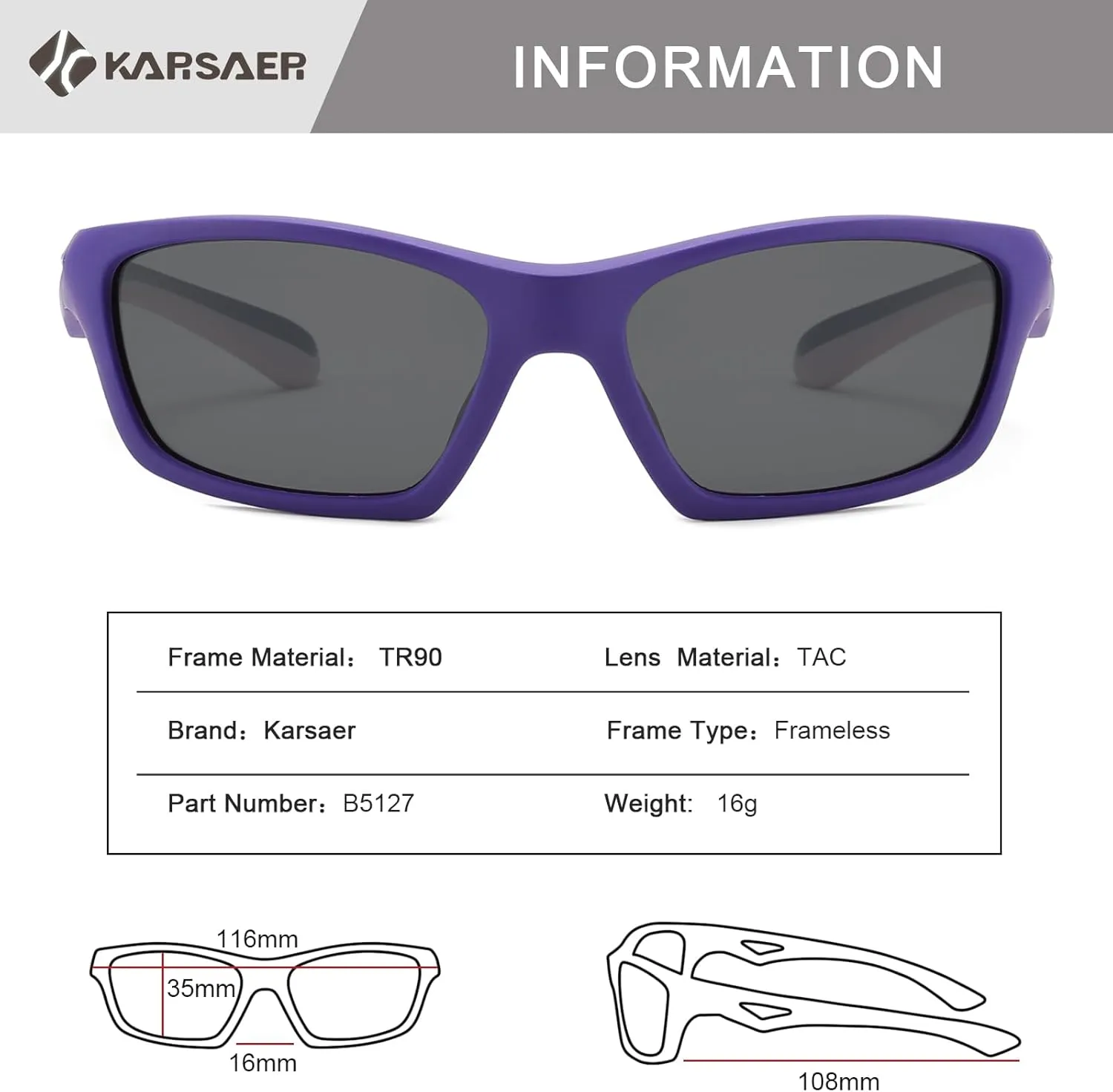 Karsaer Vision Kids Polarized Sports Sunglasses TPEE Unbreakable Glasses for Girls Boys Age 3-8 Cycling Running