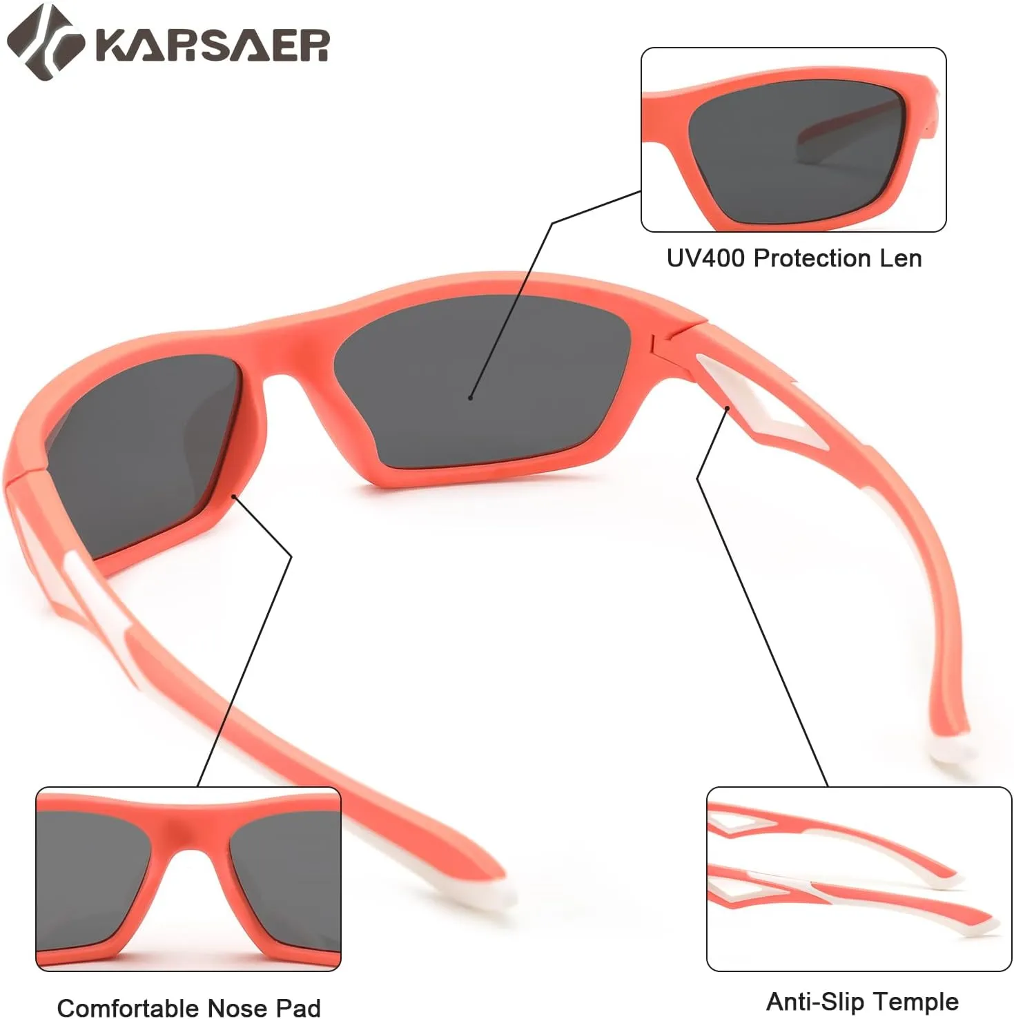 Karsaer Vision Kids Polarized Sports Sunglasses TPEE Unbreakable Glasses for Girls Boys Age 3-8 Cycling Running