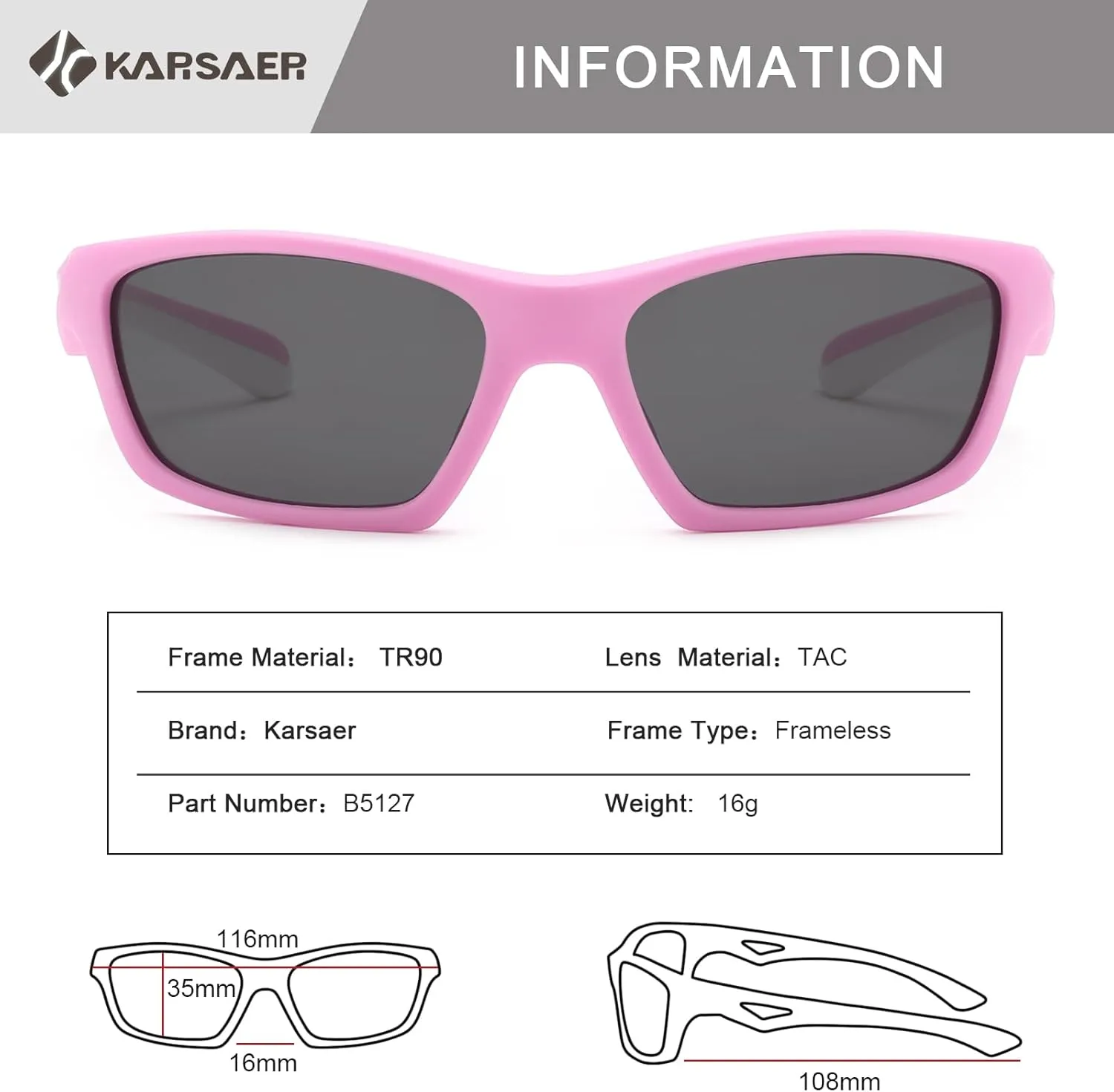 Karsaer Vision Kids Polarized Sports Sunglasses TPEE Unbreakable Glasses for Girls Boys Age 3-8 Cycling Running