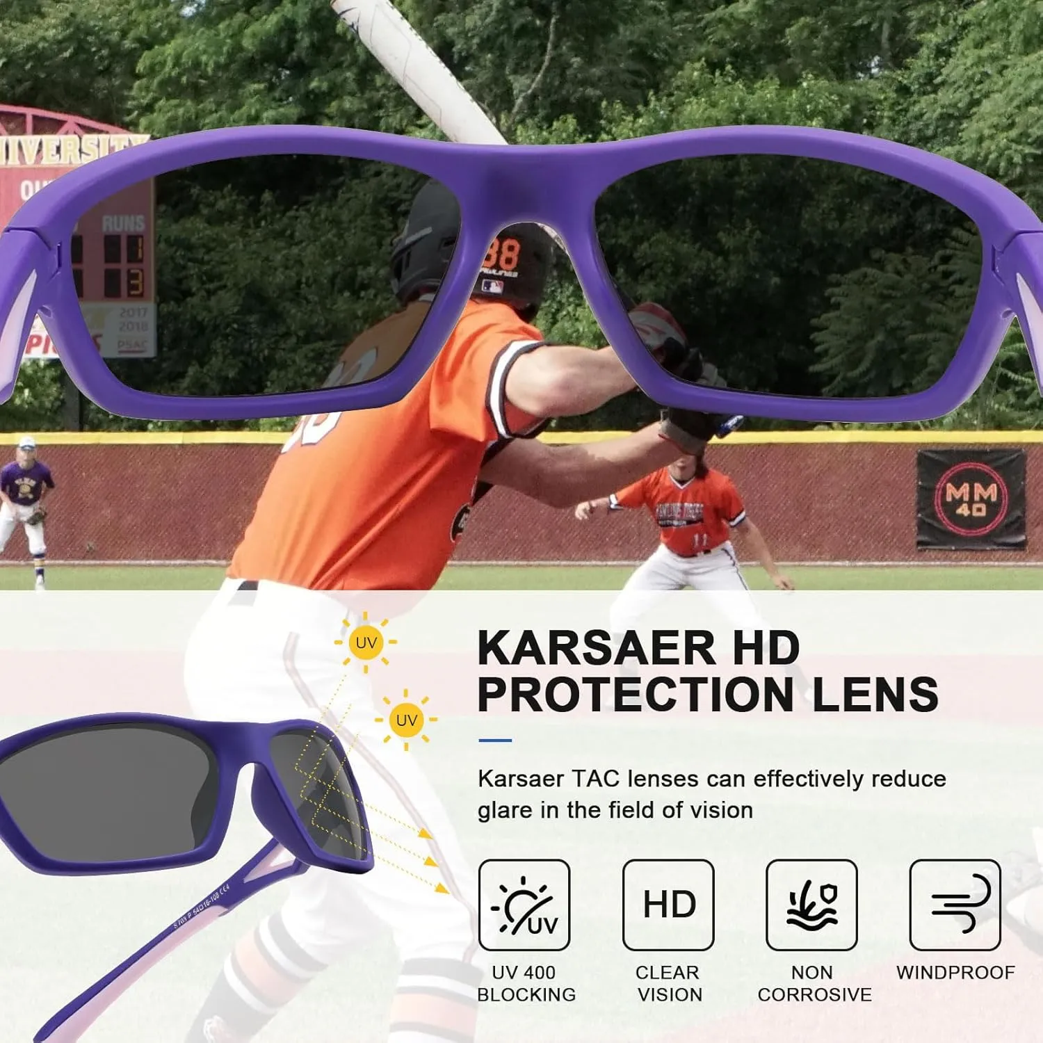 Karsaer Vision Kids Polarized Sports Sunglasses TPEE Unbreakable Glasses for Girls Boys Age 3-8 Cycling Running