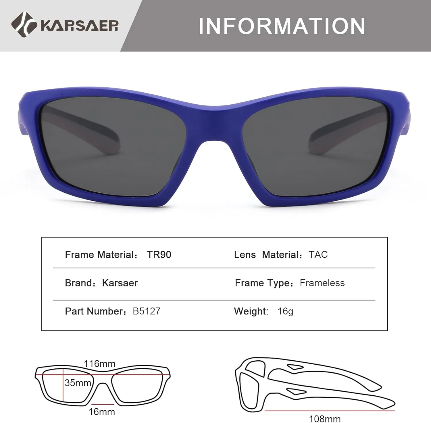 Karsaer Vision Kids Polarized Sports Sunglasses TPEE Unbreakable Glasses for Girls Boys Age 3-8 Cycling Running