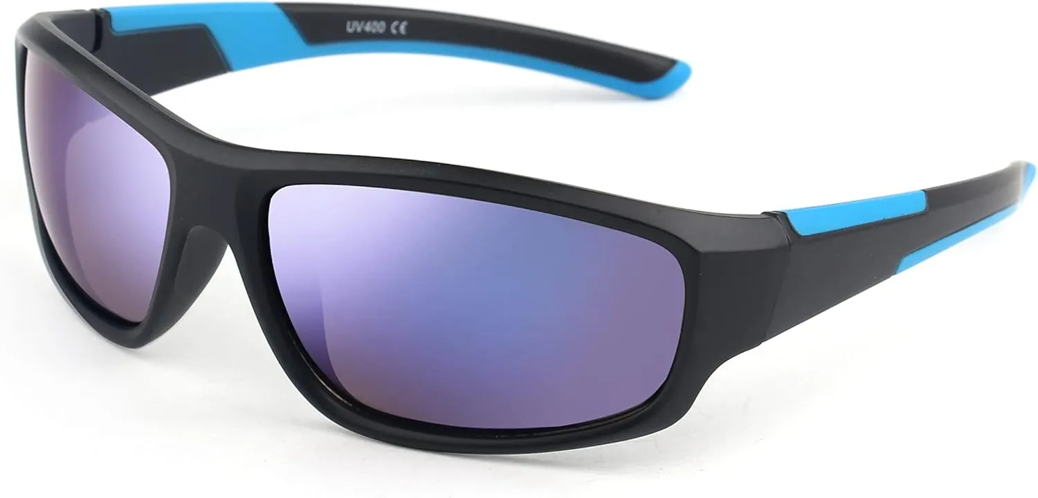 KENBO Kids Sunglasses for Boys Girls Wrap Around Sports Sunglasses with UV Protection Age 3-8