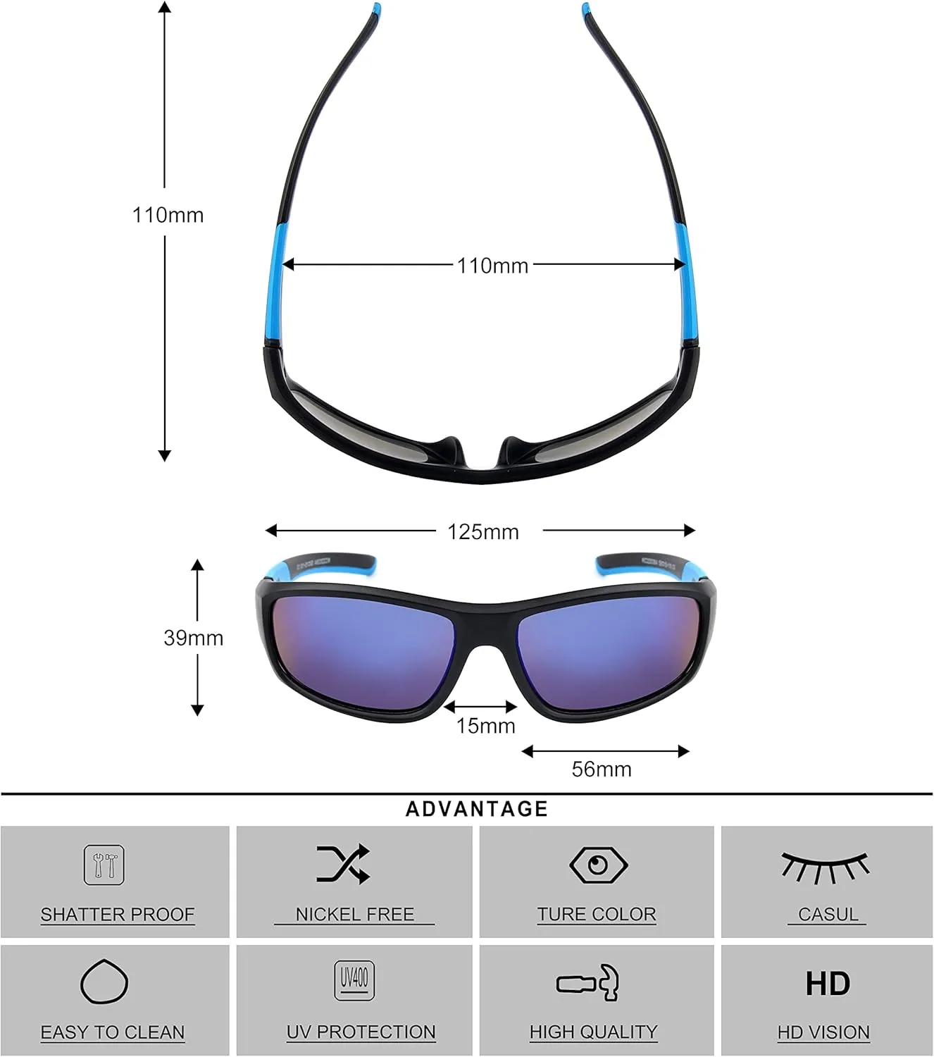 KENBO Kids Sunglasses for Boys Girls Wrap Around Sports Sunglasses with UV Protection Age 3-8