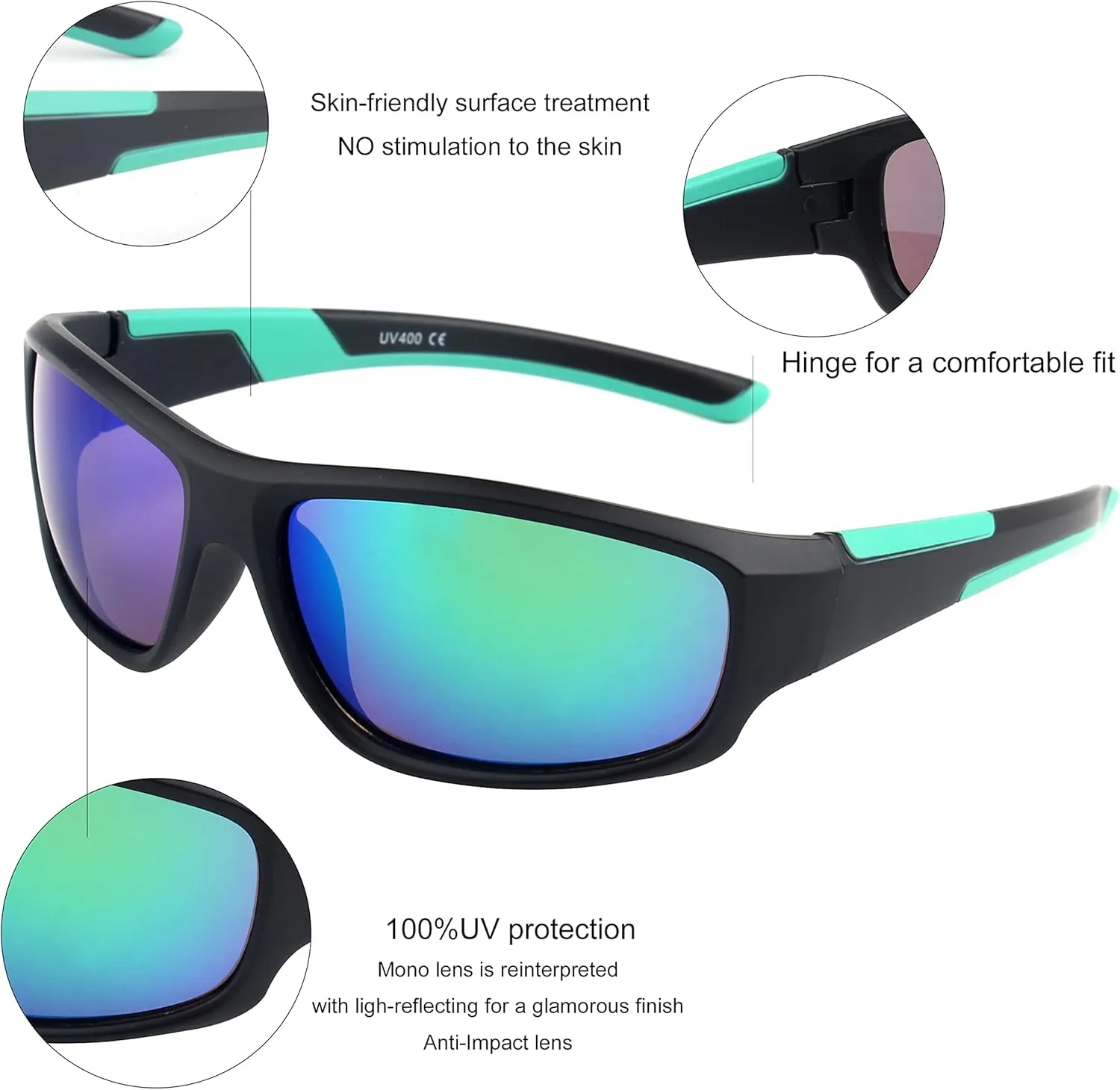 KENBO Kids Sunglasses for Boys Girls Wrap Around Sports Sunglasses with UV Protection Age 3-8
