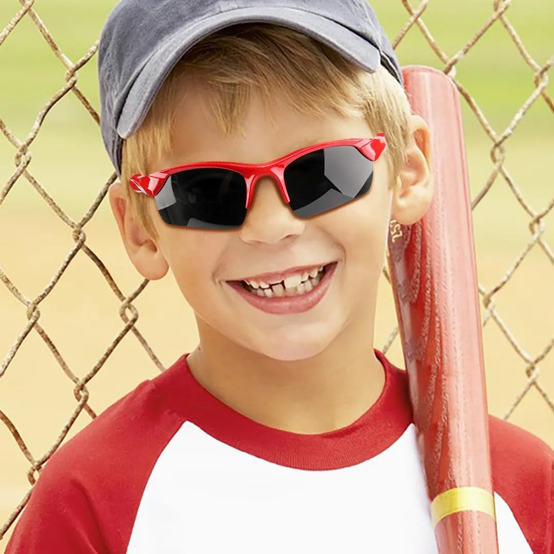 KENBO Kids Sunglasses for Boys Girls Wrap Around Sports Sunglasses with UV Protection Age 3-8