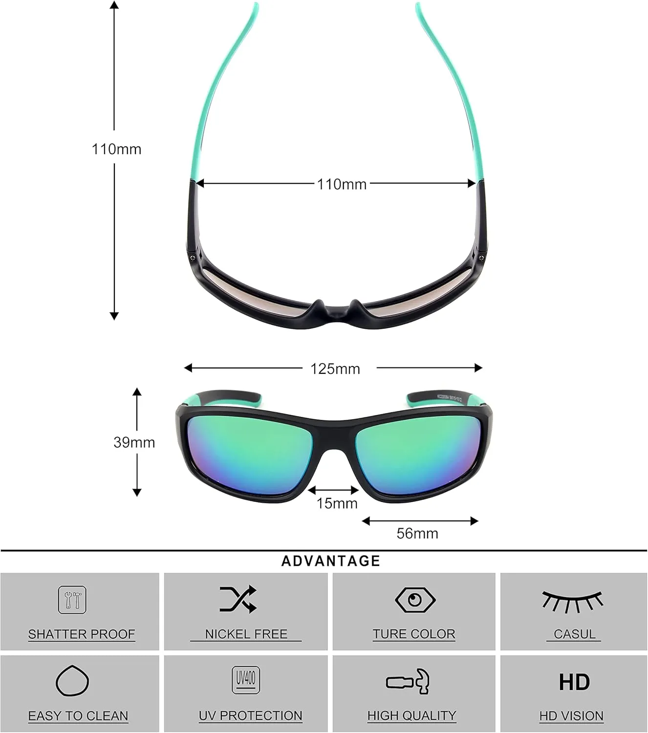 KENBO Kids Sunglasses for Boys Girls Wrap Around Sports Sunglasses with UV Protection Age 3-8