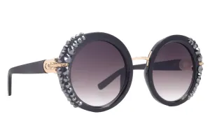 Kennedy Line Bifocal OR Non-Bifocal Reading Sunglasses with Hematite  European crystals ROUND, Inspired by NY Fifth Avenue
