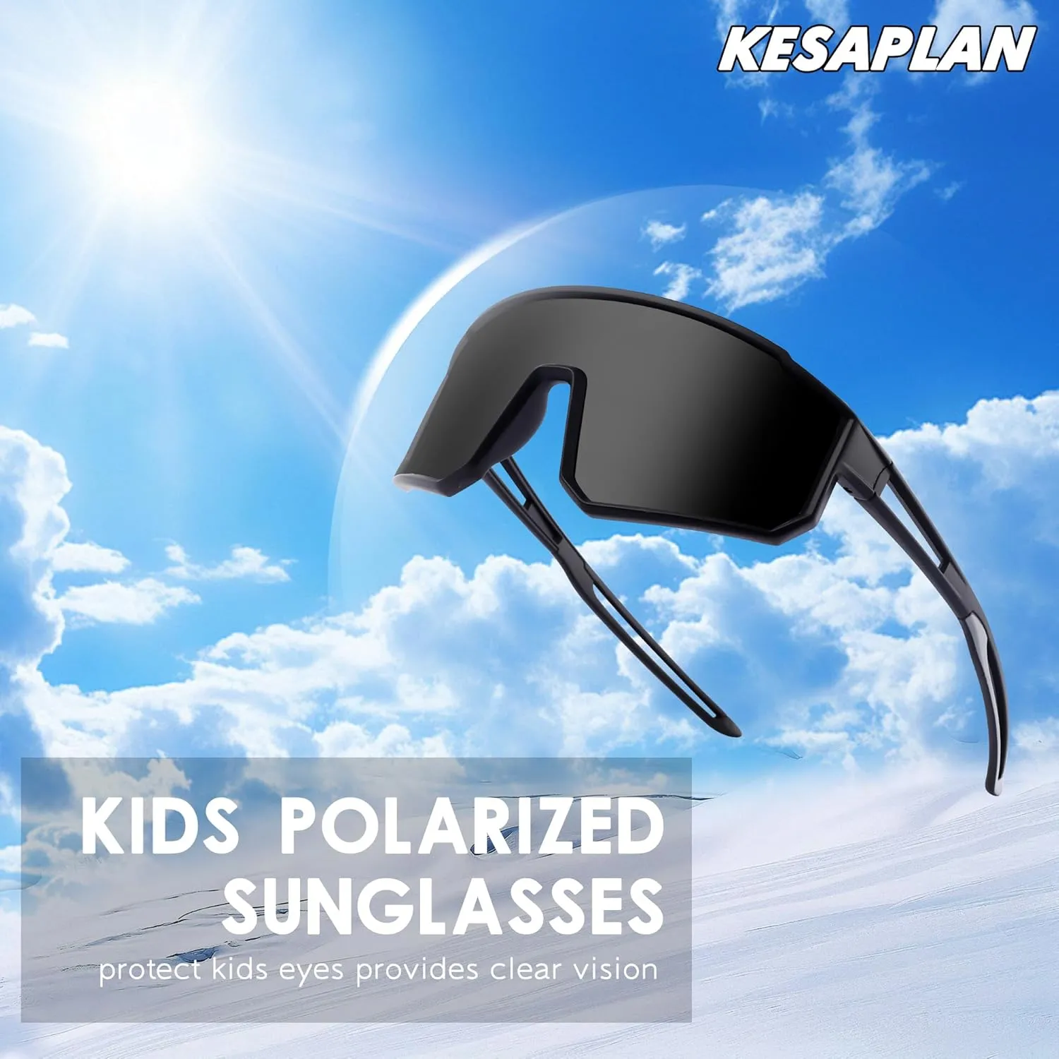 KesaPlan Kids Baseball Polarized Sunglasses for Boys Girls, Youth Sports Sunglasses for Age 6-14 Softball Cycling