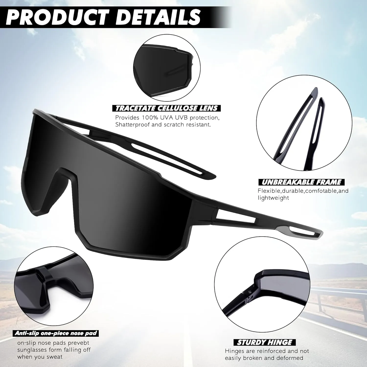 KesaPlan Kids Baseball Polarized Sunglasses for Boys Girls, Youth Sports Sunglasses for Age 6-14 Softball Cycling