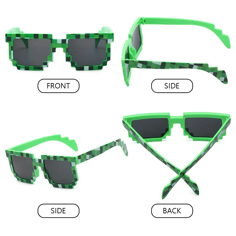 Kids and Adults Sunglasses Cosplay Action Game Toy Square Glasses Pixel Mosaic Sunglasses Thug Life Sunglasses