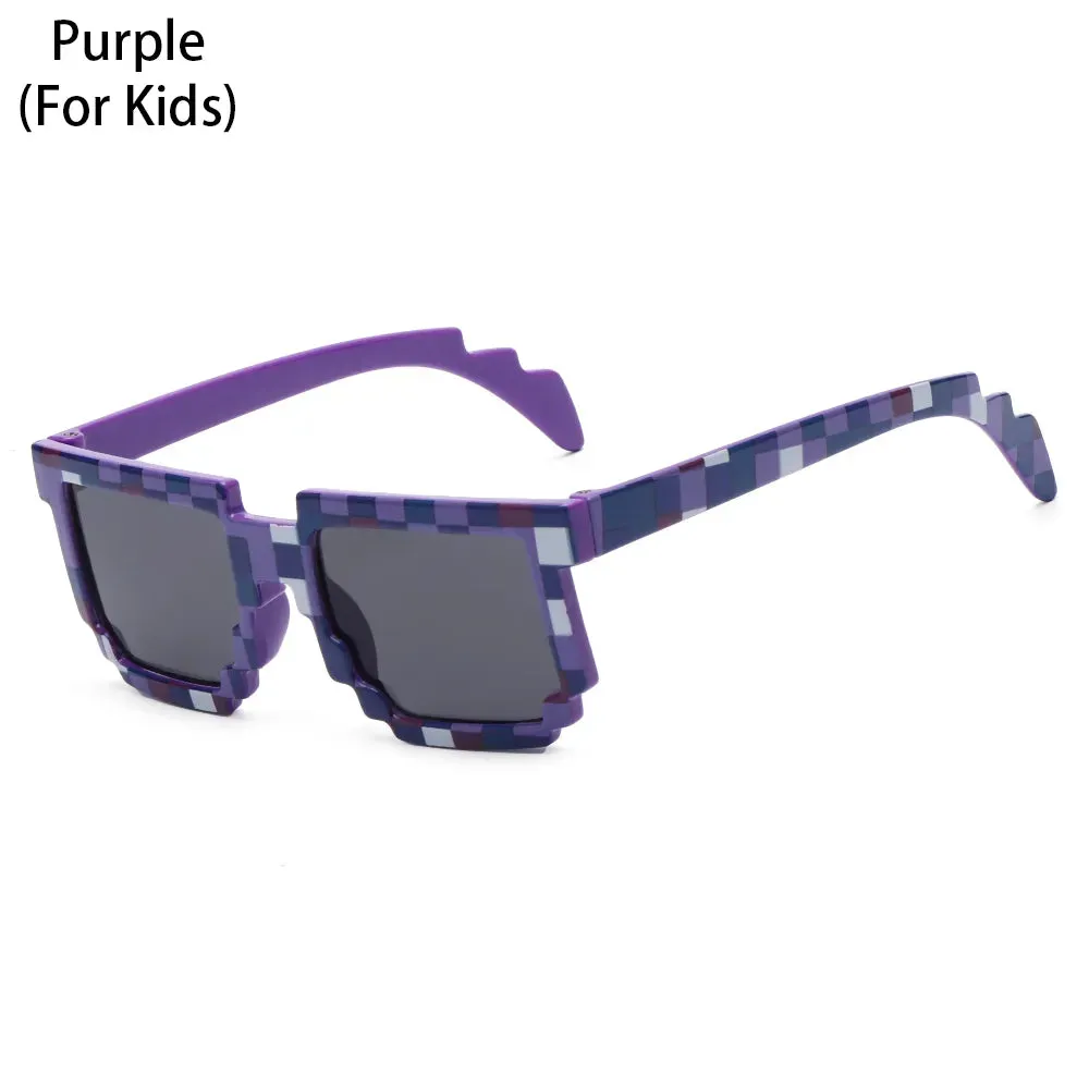 Kids and Adults Sunglasses Cosplay Action Game Toy Square Glasses Pixel Mosaic Sunglasses Thug Life Sunglasses
