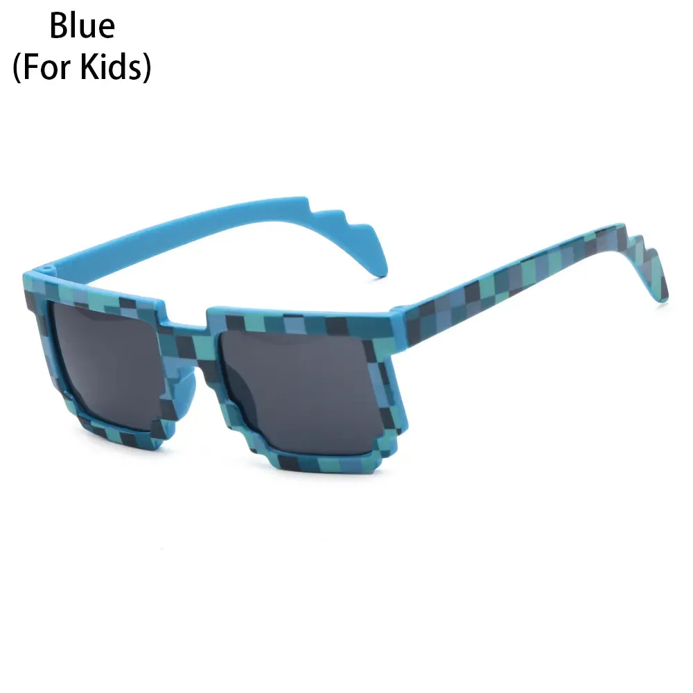 Kids and Adults Sunglasses Cosplay Action Game Toy Square Glasses Pixel Mosaic Sunglasses Thug Life Sunglasses