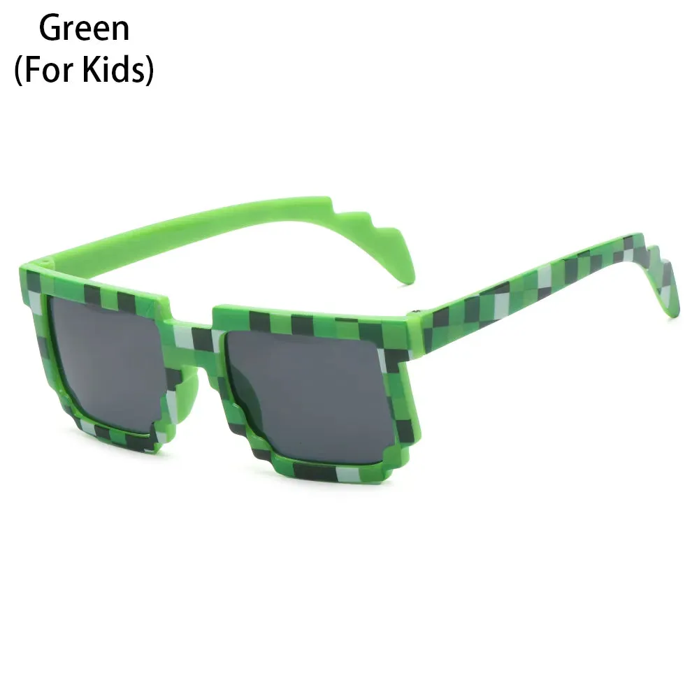 Kids and Adults Sunglasses Cosplay Action Game Toy Square Glasses Pixel Mosaic Sunglasses Thug Life Sunglasses
