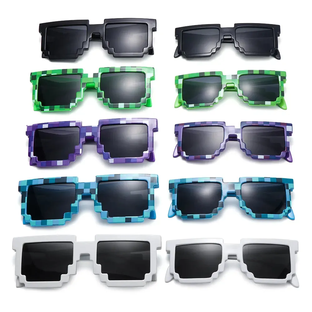 Kids and Adults Sunglasses Cosplay Action Game Toy Square Glasses Pixel Mosaic Sunglasses Thug Life Sunglasses