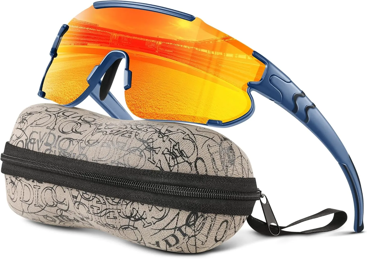 Kids Baseball Polarized Sunglasses: Sports Sunglasses for Boys Girls 3-12 Youth Sun Glasses for Cycling Running (darkblue frame red lens,64mm)