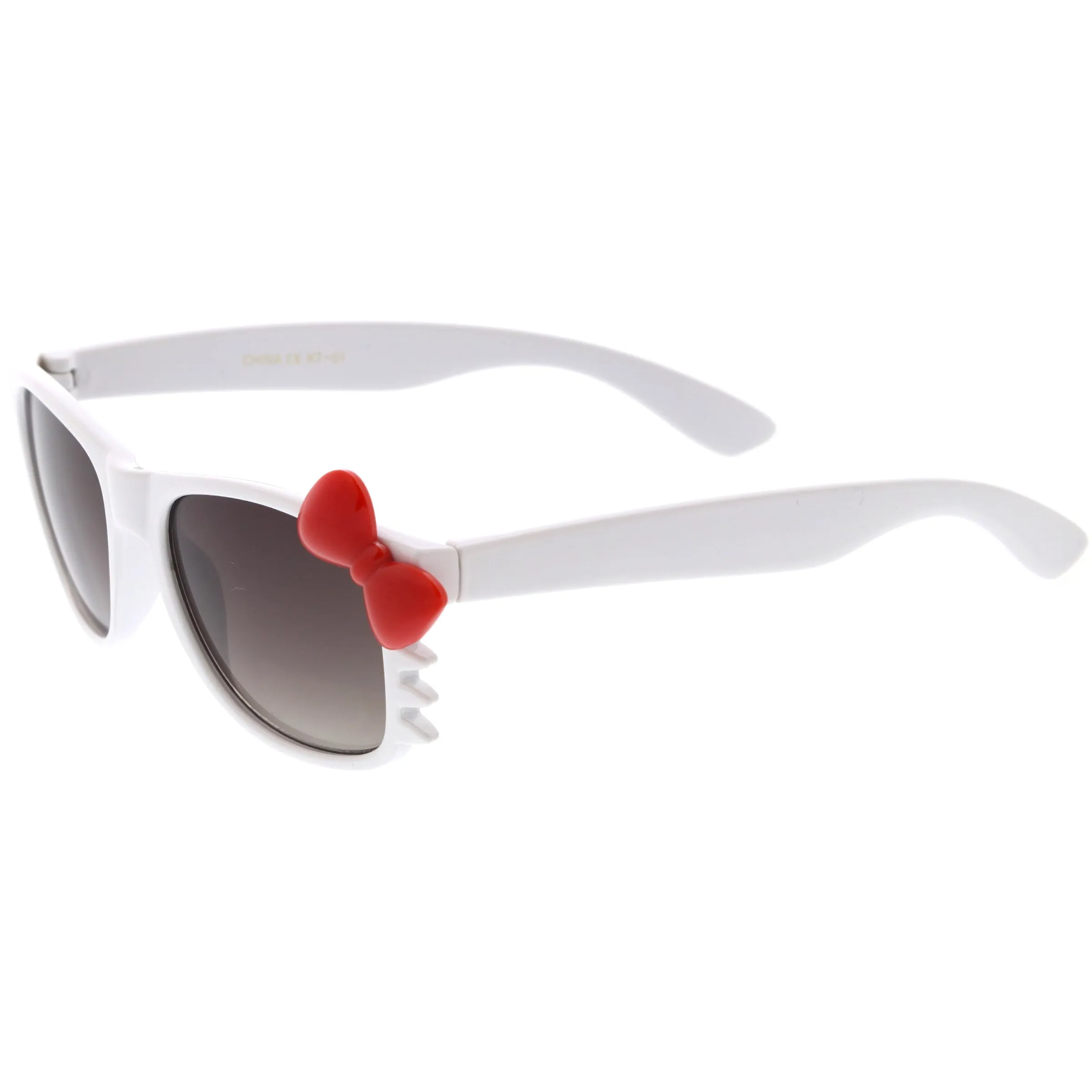 Kids Cute Kitty Colorful Bow Square Sunglasses D300