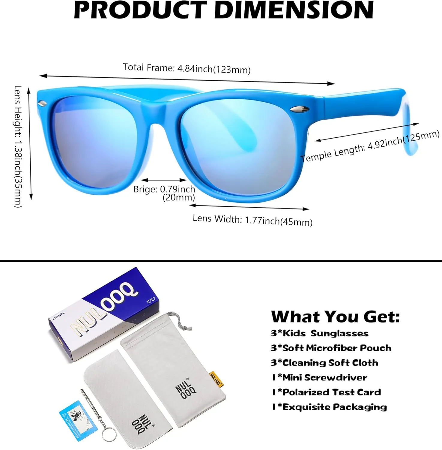 Kids Polarized Sunglasses for Boys Girls – TPEE Unbreakable Flexible Frame UV400 Protection Age 3-8