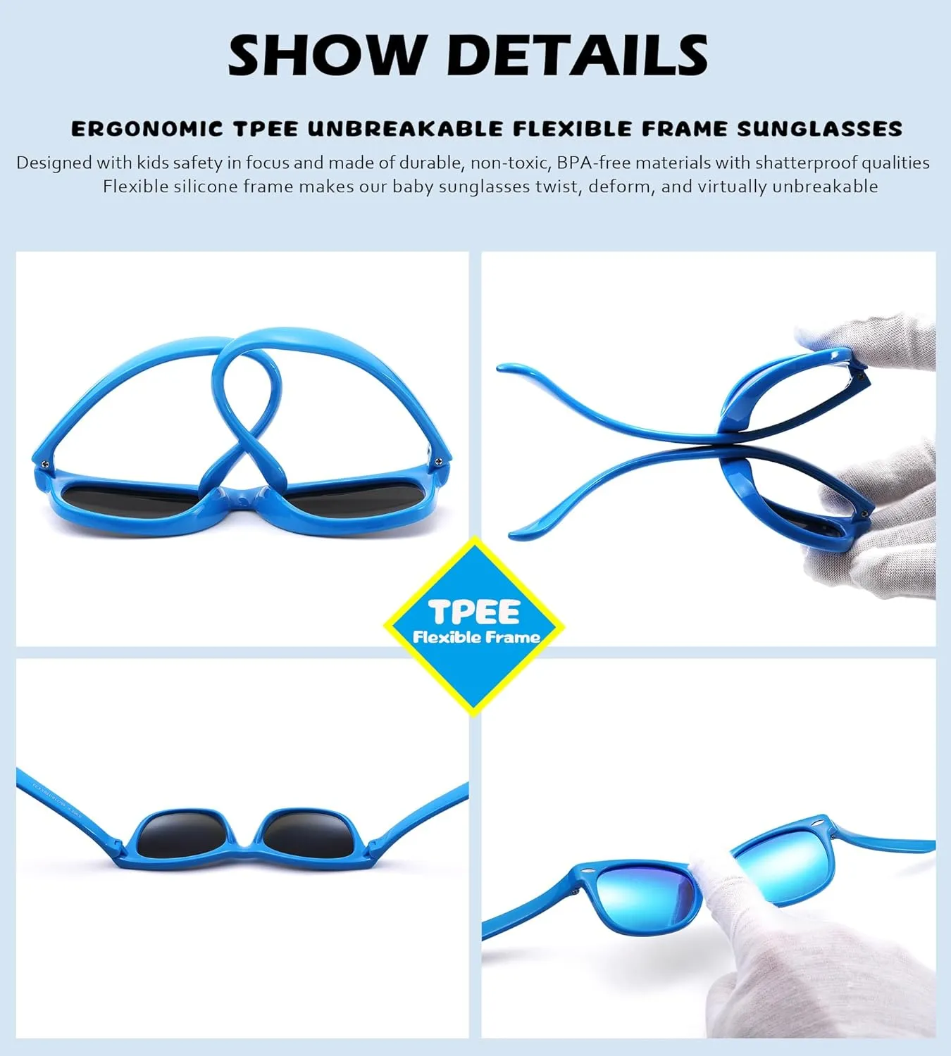 Kids Polarized Sunglasses for Boys Girls – TPEE Unbreakable Flexible Frame UV400 Protection Age 3-8