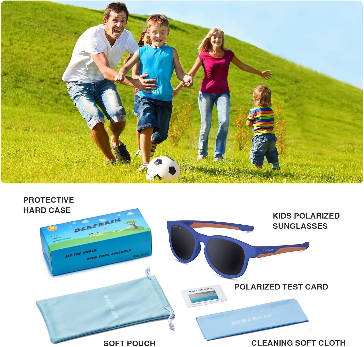 Kids Polarized Sunglasses Sport TPEE Flexible Frame 100% UV Protection for Boys Girls Age 5-13