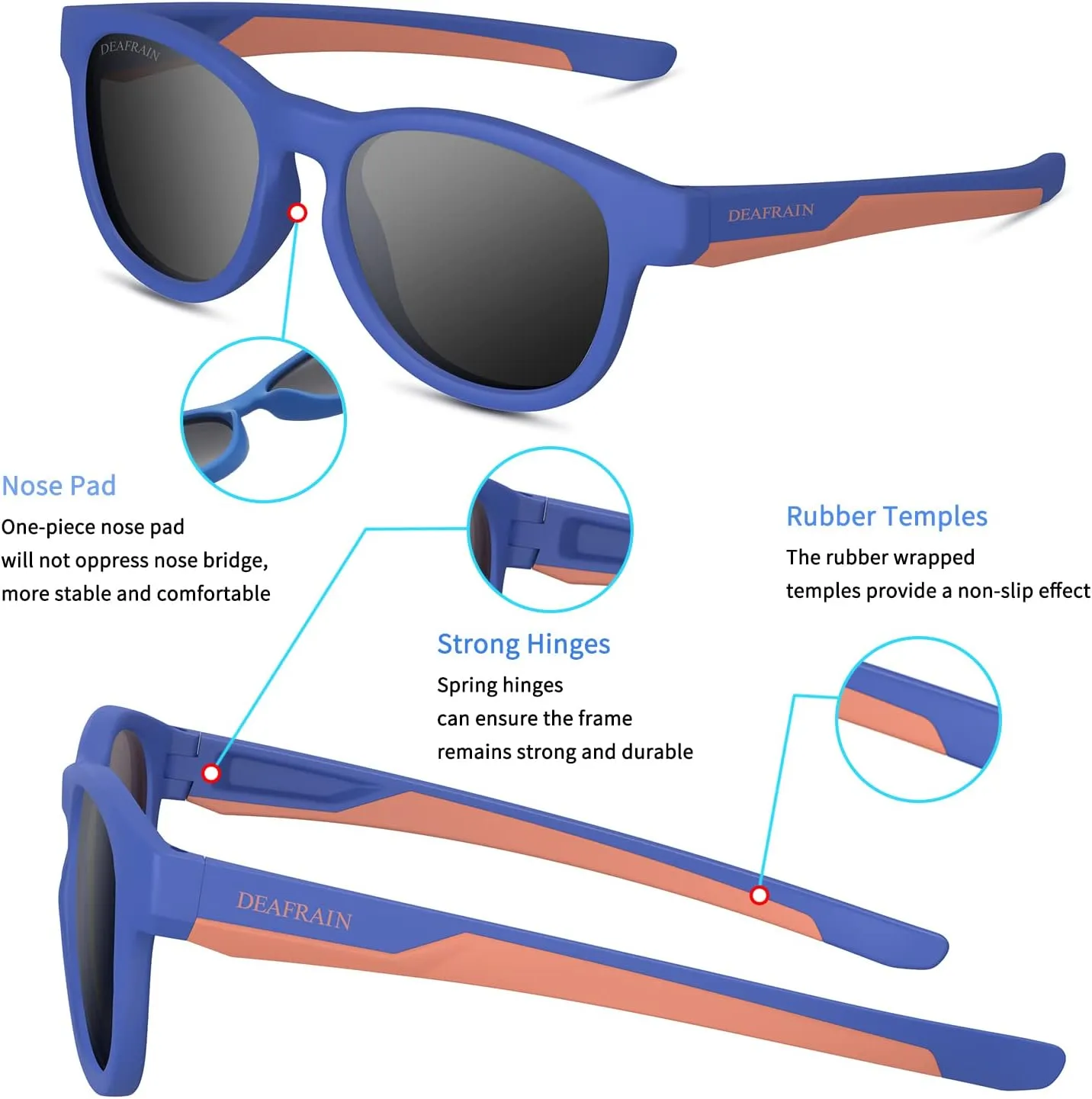 Kids Polarized Sunglasses Sport TPEE Flexible Frame 100% UV Protection for Boys Girls Age 5-13