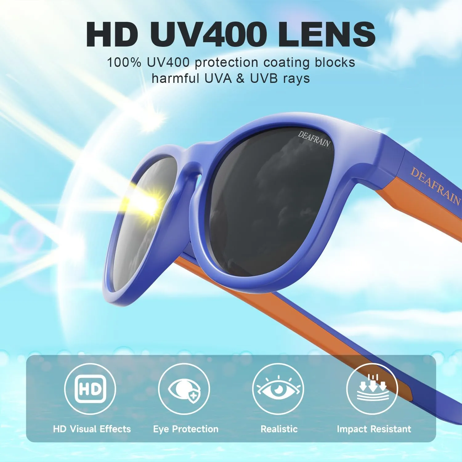 Kids Polarized Sunglasses Sport TPEE Flexible Frame 100% UV Protection for Boys Girls Age 5-13