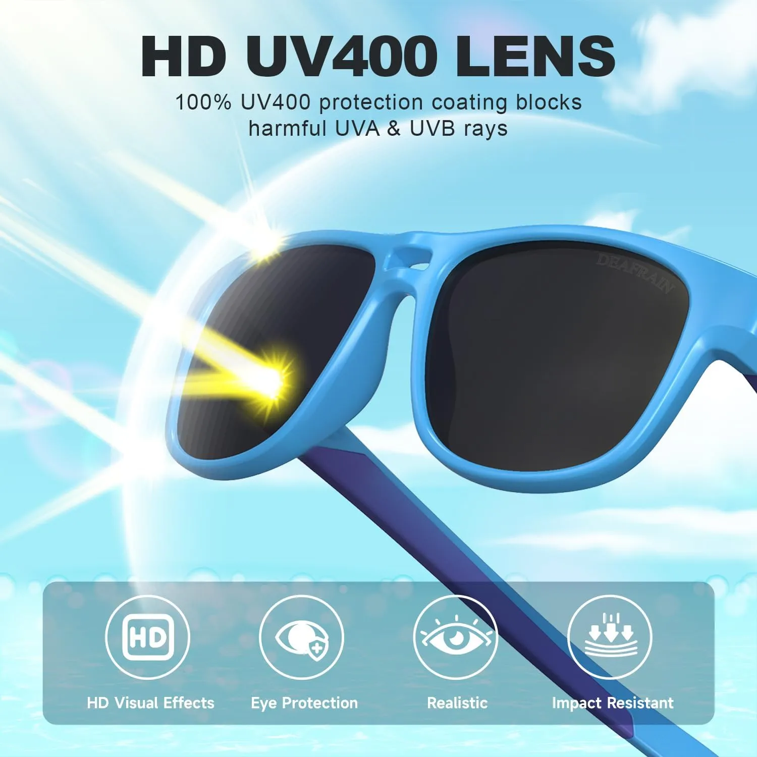 Kids Polarized Sunglasses Sport TPEE Flexible Frame 100% UV Protection for Boys Girls Age 5-13