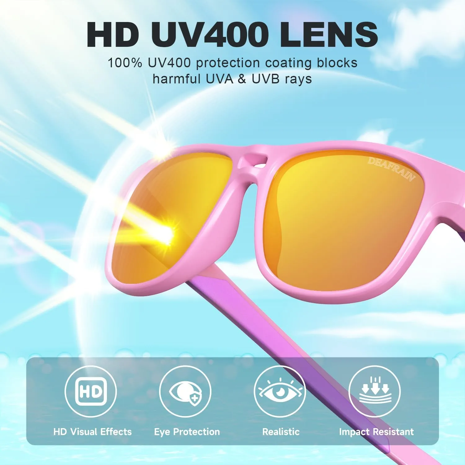 Kids Polarized Sunglasses Sport TPEE Flexible Frame 100% UV Protection for Boys Girls Age 5-13
