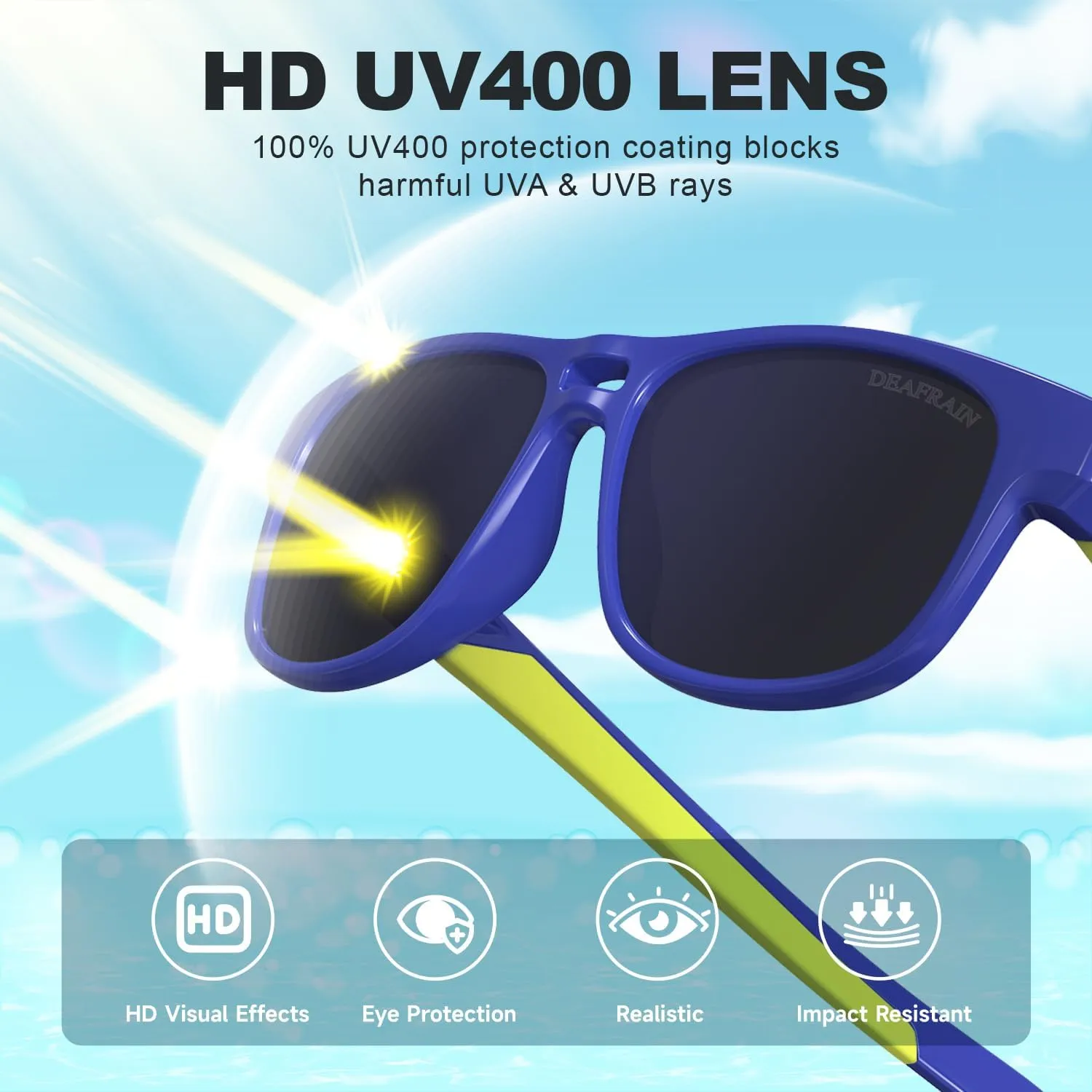 Kids Polarized Sunglasses Sport TPEE Flexible Frame 100% UV Protection for Boys Girls Age 5-13