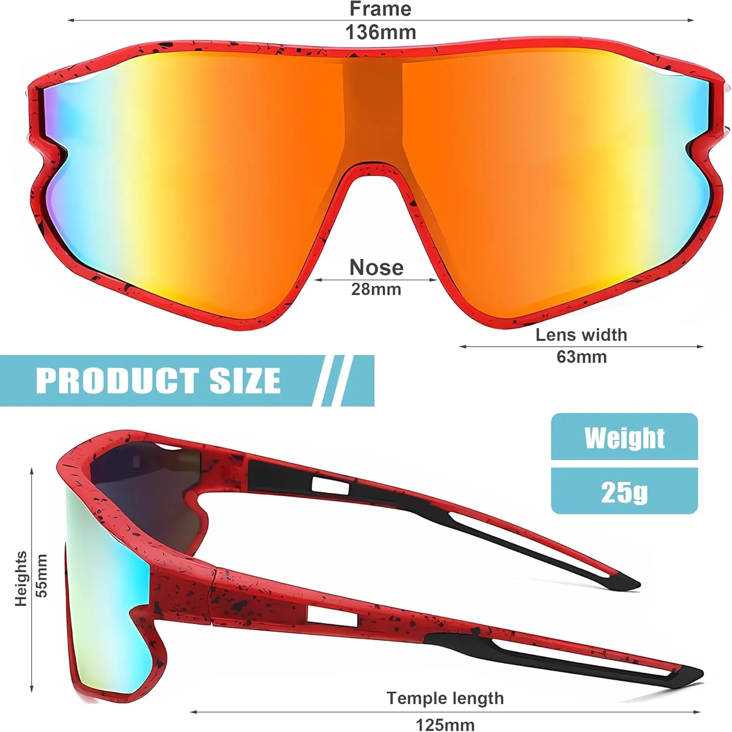 Kids Polarized Sunglasses Youth Baseball Sun Glasses UV400 Boys Girls Sports Goggles for Cycling Softball (P02)