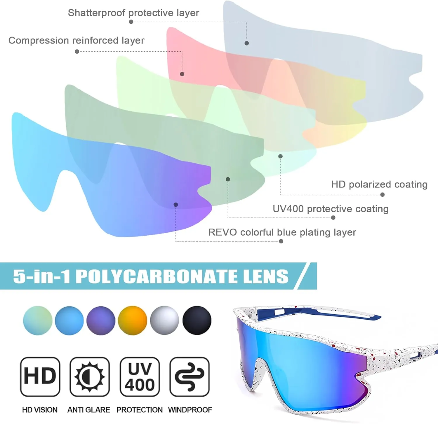 Kids Polarized Sunglasses Youth Baseball Sun Glasses UV400 Boys Girls Sports Goggles for Cycling Softball (P03)