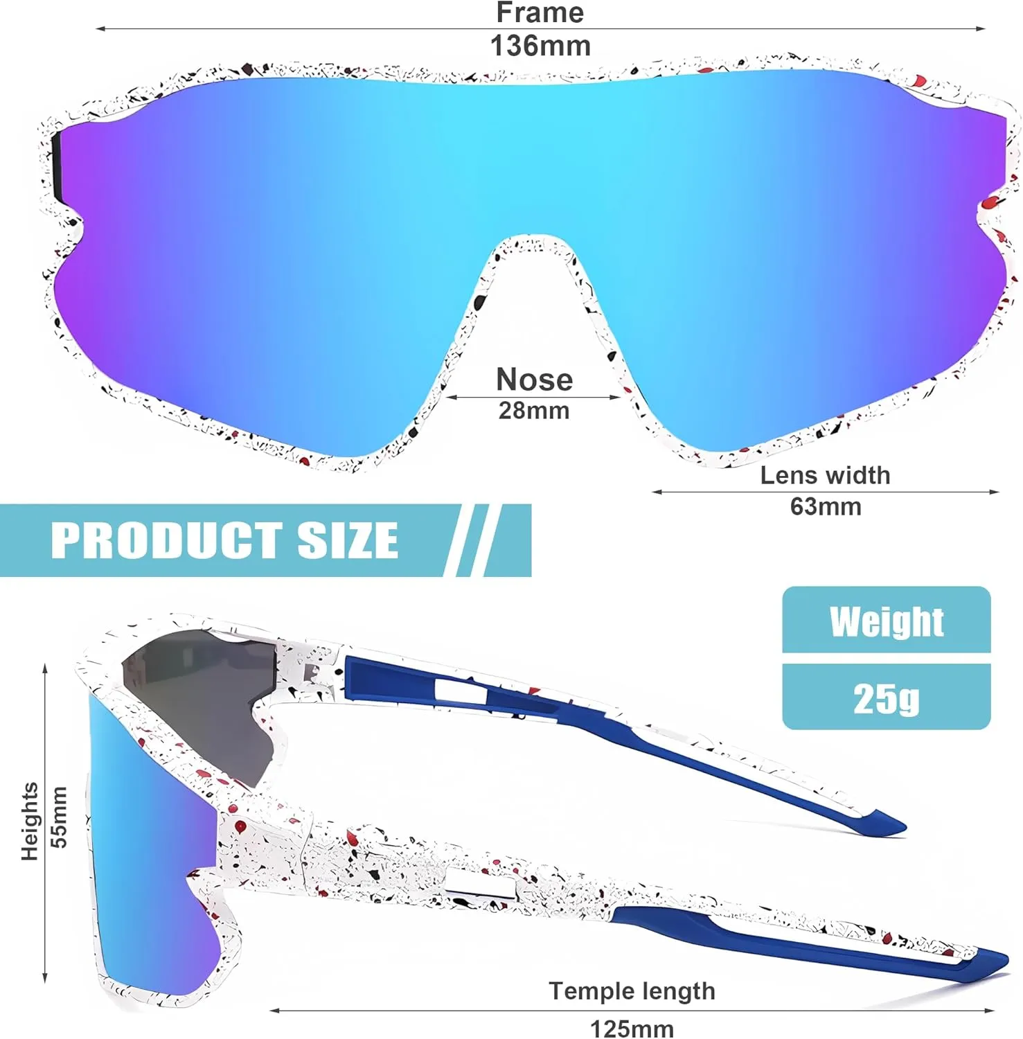 Kids Polarized Sunglasses Youth Baseball Sun Glasses UV400 Boys Girls Sports Goggles for Cycling Softball (P04)