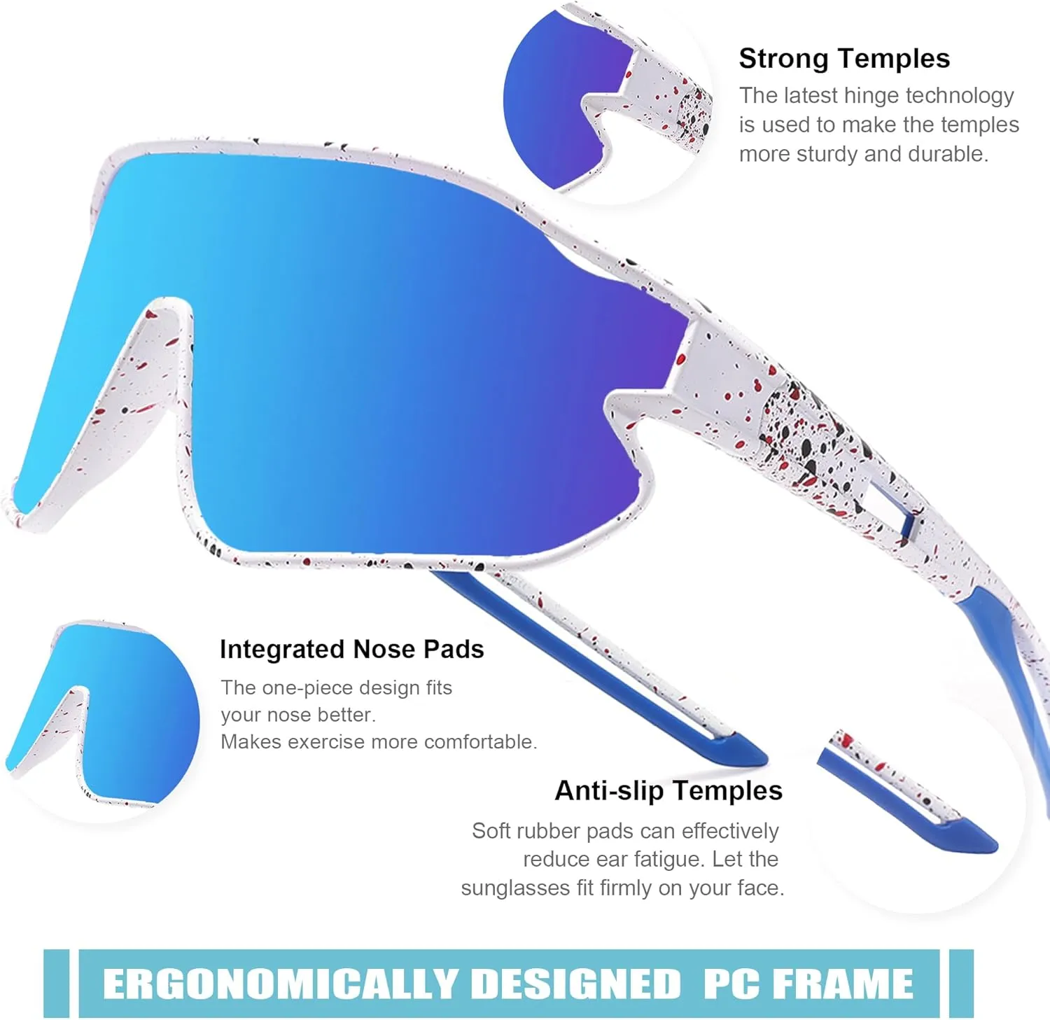 Kids Polarized Sunglasses Youth Baseball Sun Glasses UV400 Boys Girls Sports Goggles for Cycling Softball (P04)