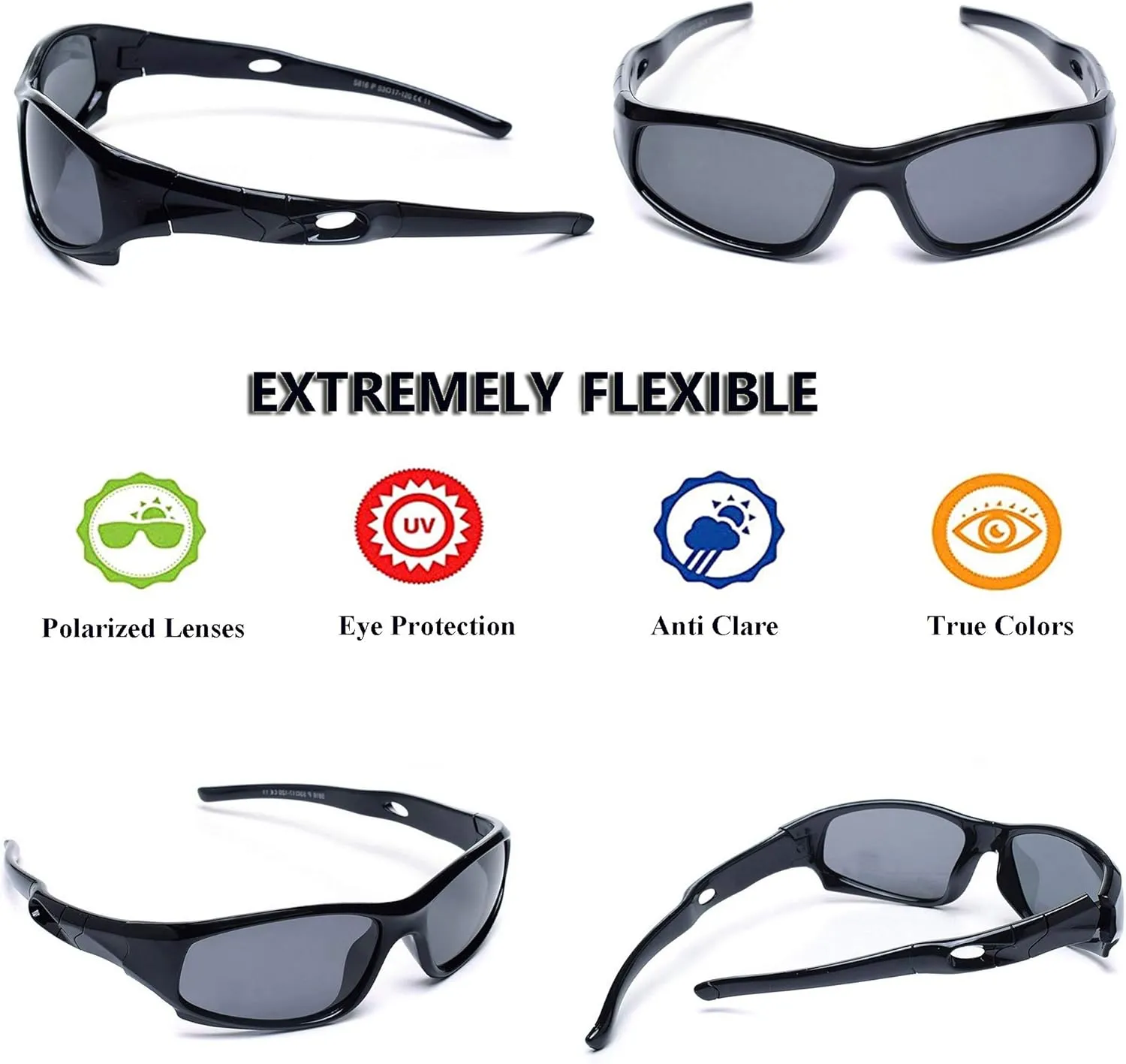 Kids Sunglasses Boys Girls Sports Polarized Sunglasses for kids Child Youth Baseball Beach Sun Glass with Strap
