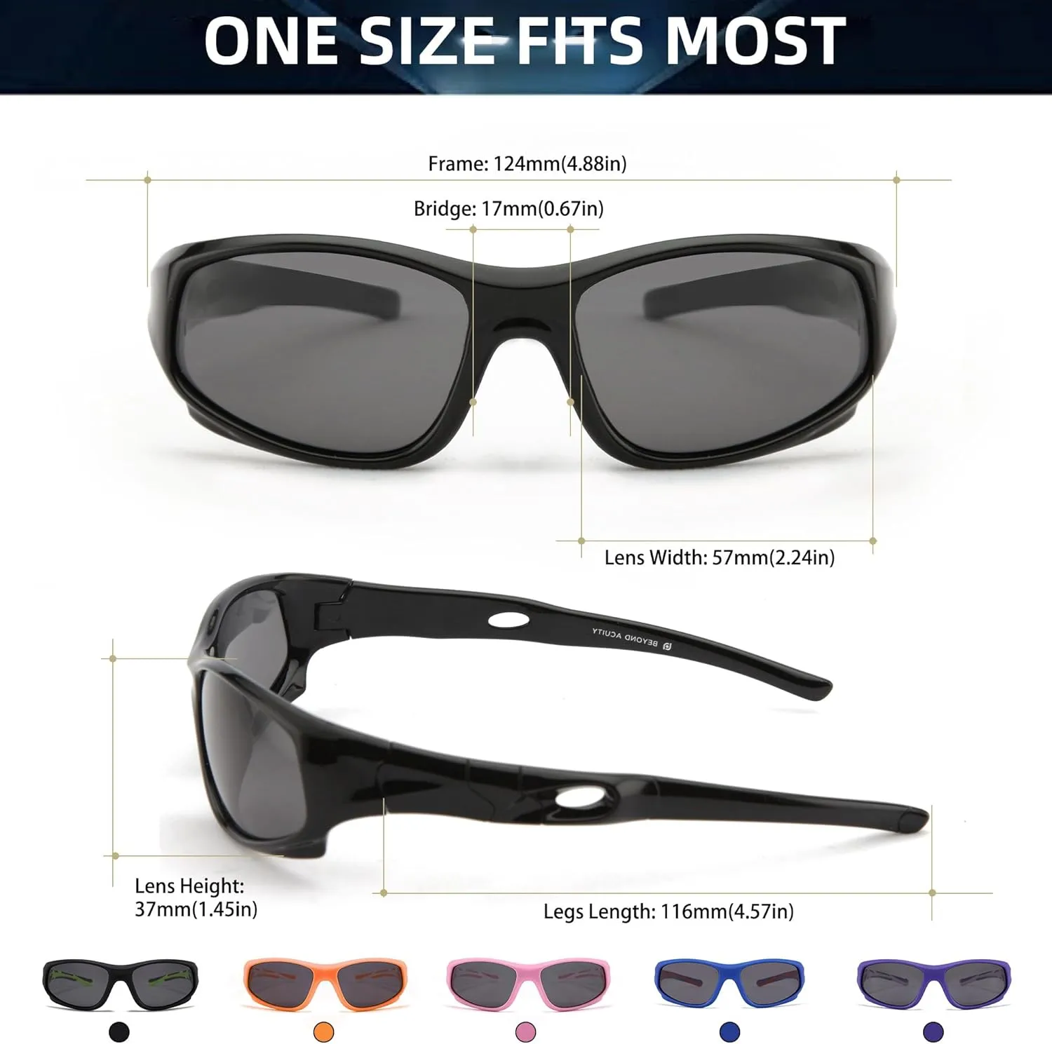 Kids Sunglasses Boys Girls Sports Polarized Sunglasses for kids Child Youth Baseball Beach Sun Glass with Strap