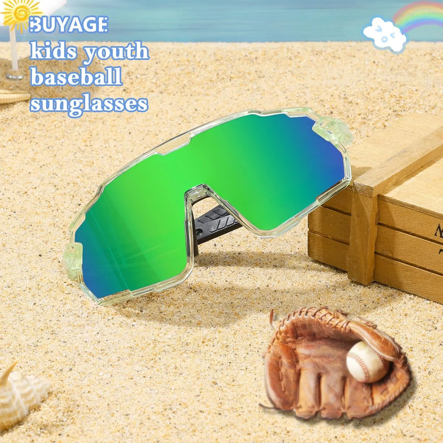 Kids Sunglasses, Boys Girls Youth Baseball Sunglasses Polarized Sports Cycling Softball Running Glasses