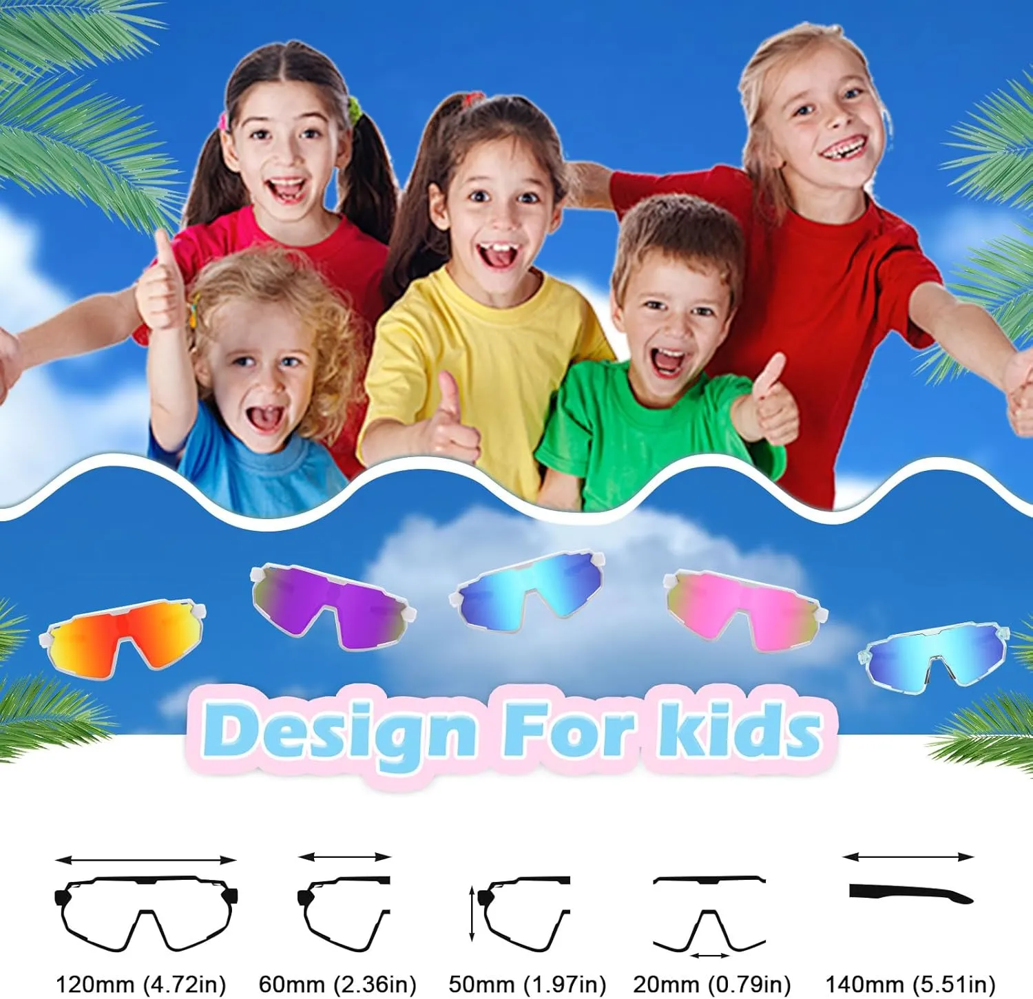 Kids Sunglasses, Boys Girls Youth Baseball Sunglasses Polarized Sports Cycling Softball Running Glasses