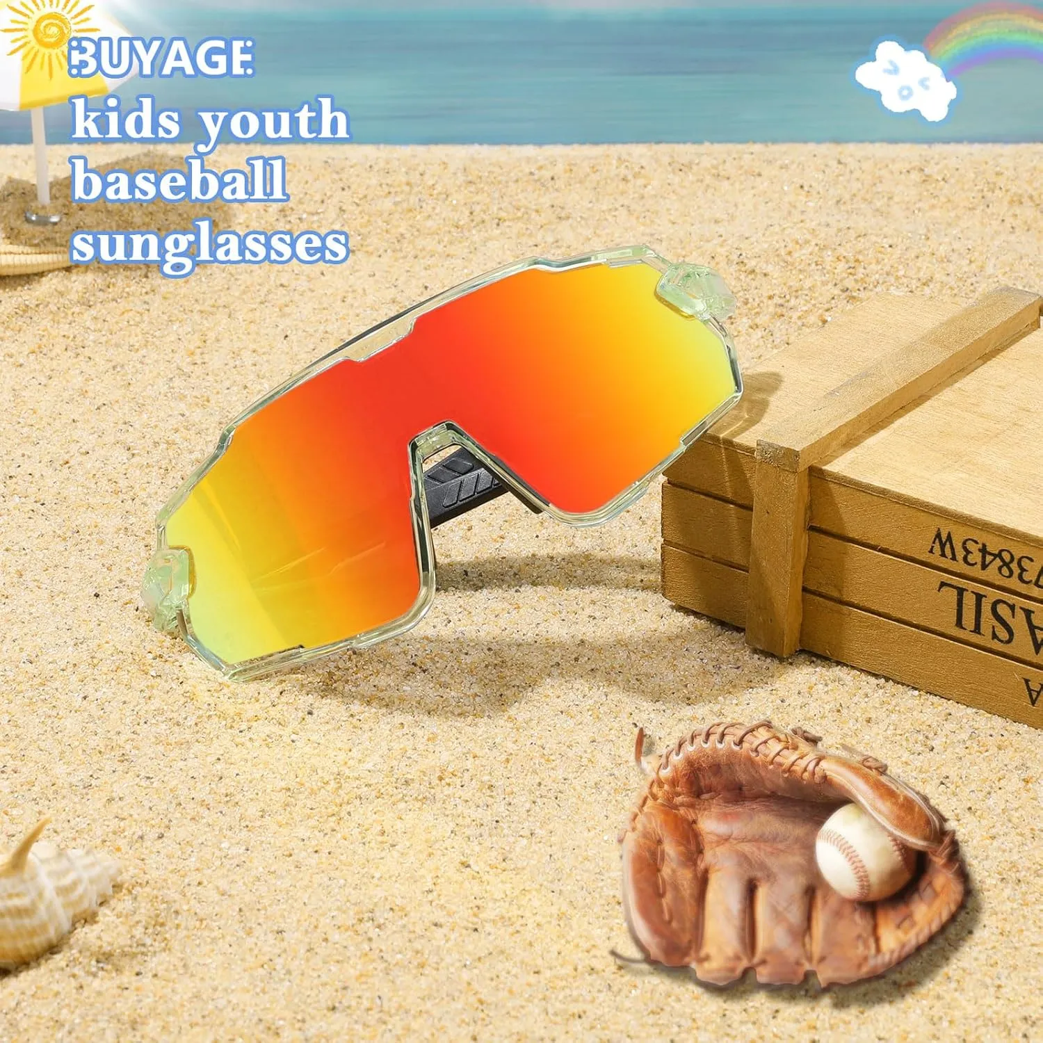 Kids Sunglasses, Boys Girls Youth Baseball Sunglasses Polarized Sports Cycling Softball Running Glasses