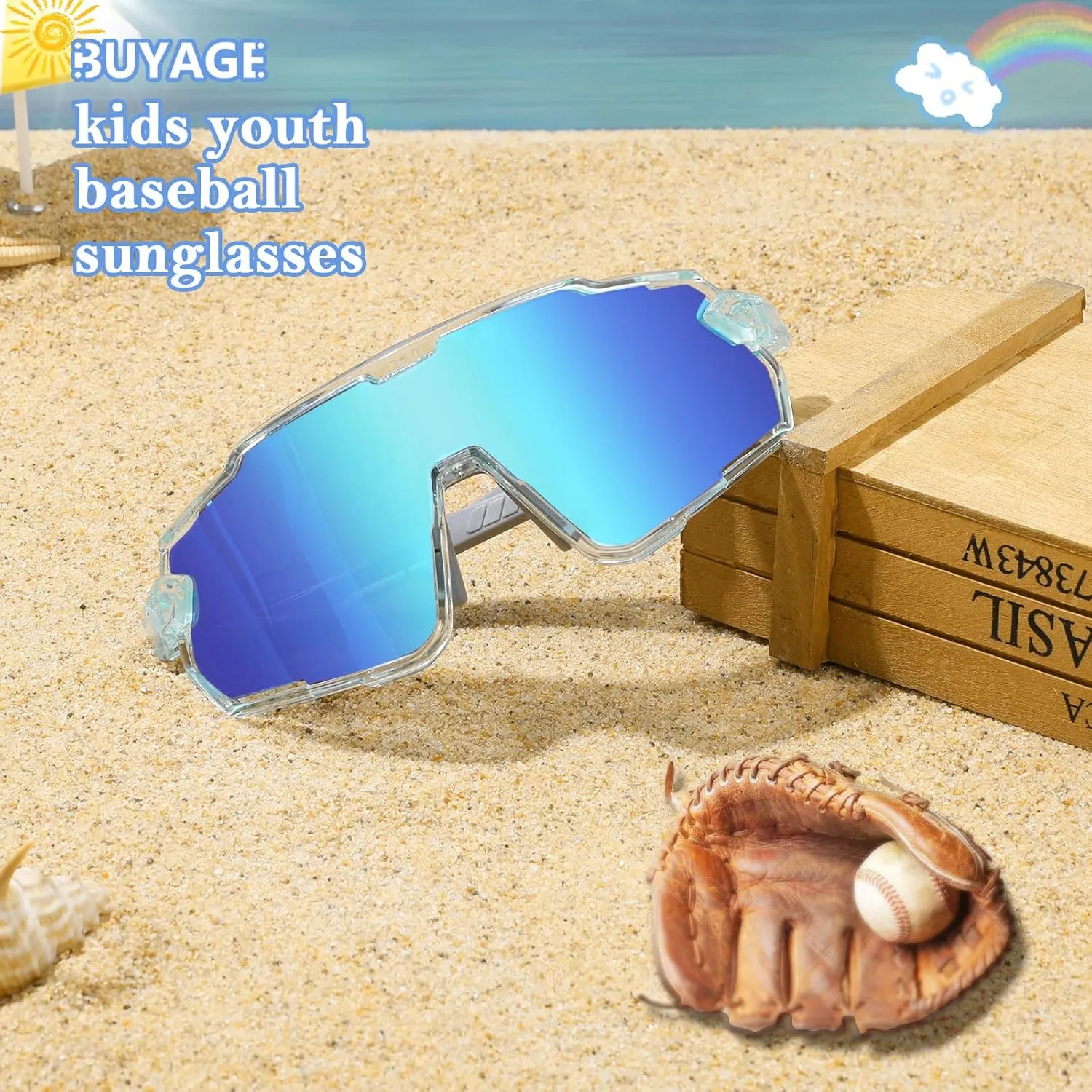 Kids Sunglasses, Boys Girls Youth Baseball Sunglasses Polarized Sports Cycling Softball Running Glasses