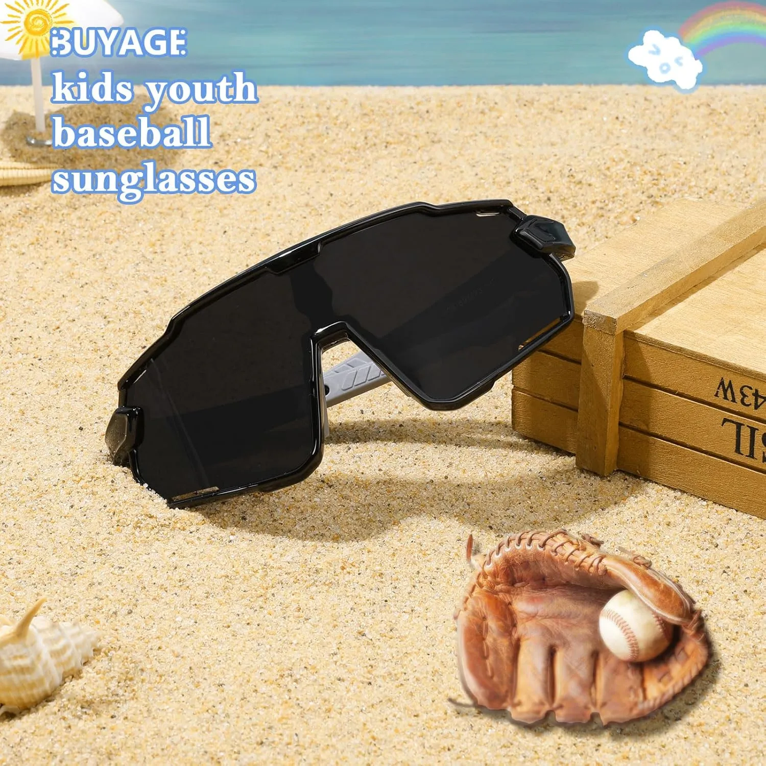 Kids Sunglasses, Boys Girls Youth Baseball Sunglasses Polarized Sports Cycling Softball Running Glasses